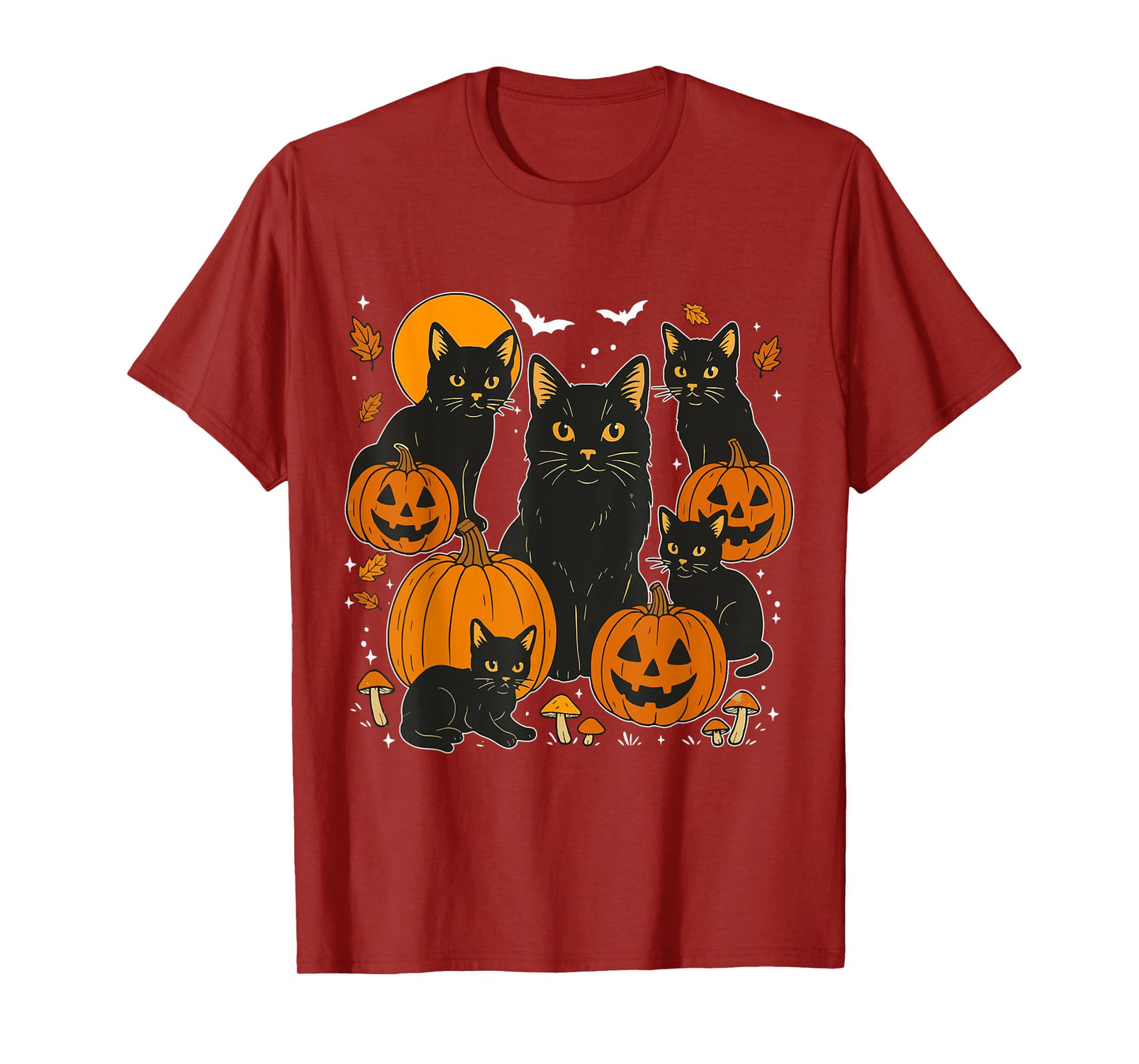 Retro Black Cat Halloween Pumpkin Costume For Women Men Kids T-Shirt