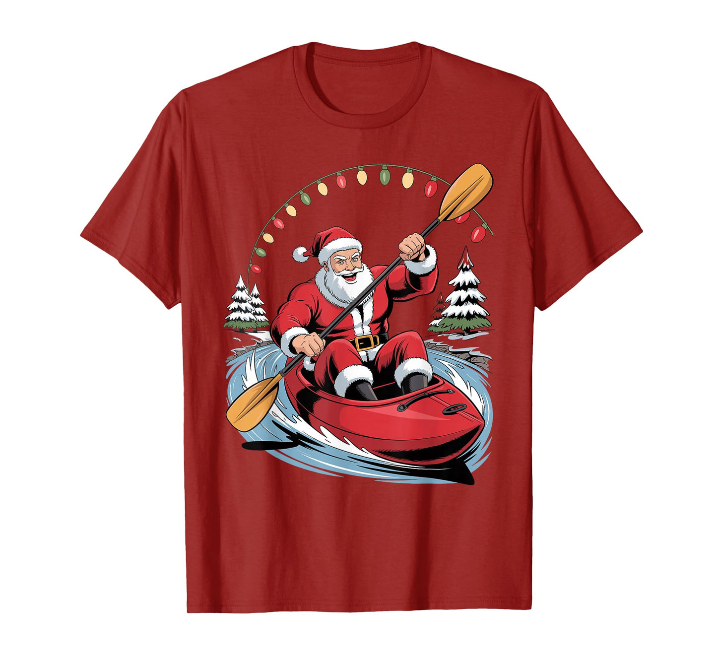 Santa Kayaking Lover Funny Holiday Christmas Xmas Pajama T-Shirt