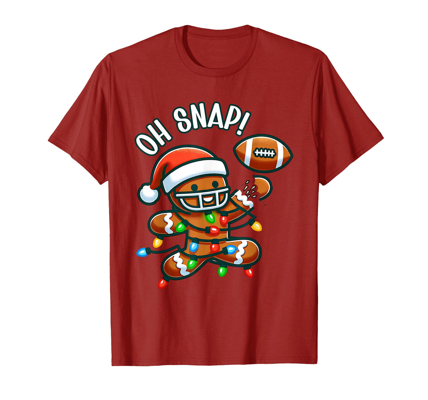 Funny Gingerbread Man Pajamas & PJs Xmas Holiday Oh Snap Gingerbreadman Christmas Football T-Shirt