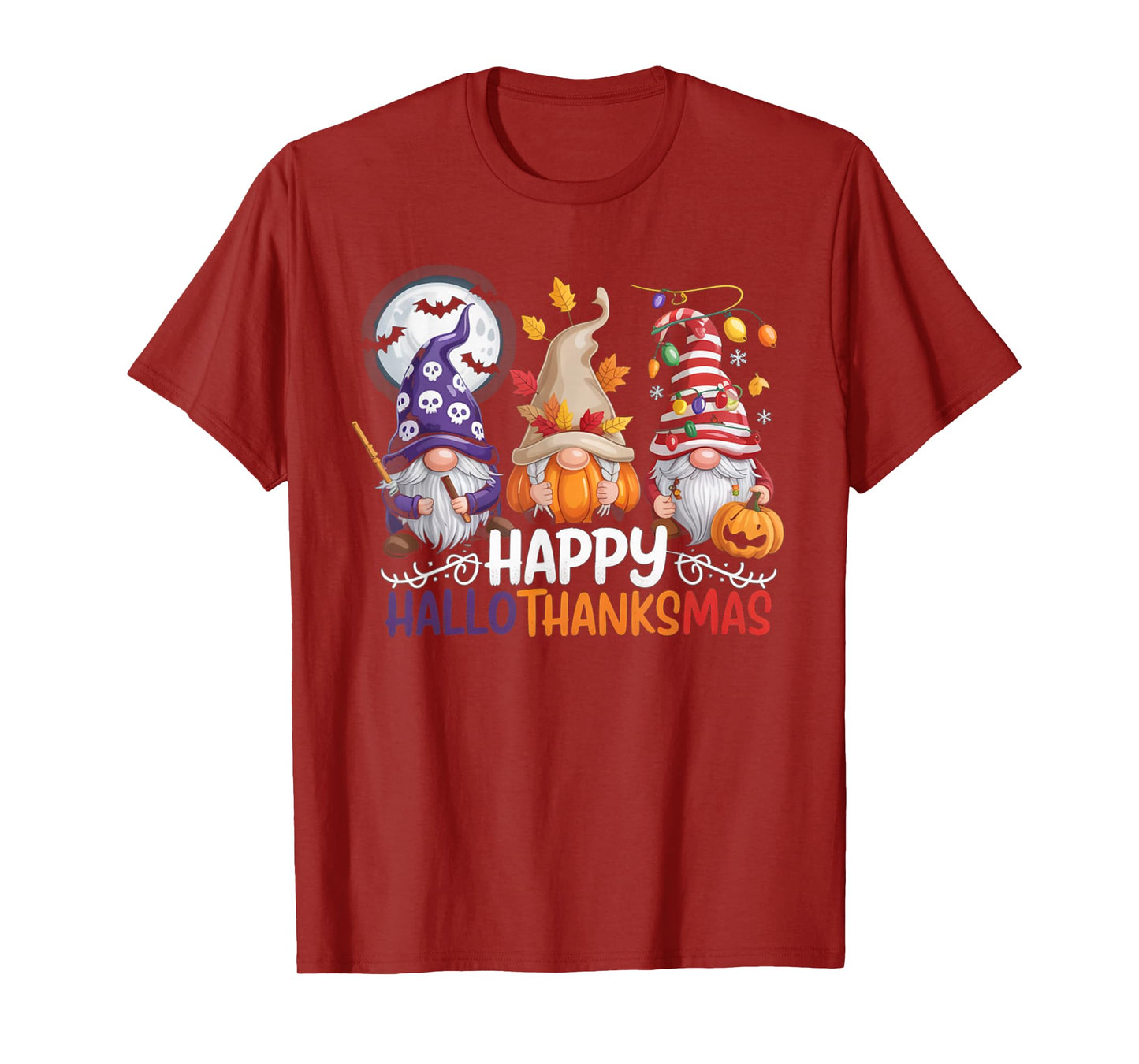 HalloThanksMas Gnomes Halloween Thanksgiving T-Shirt