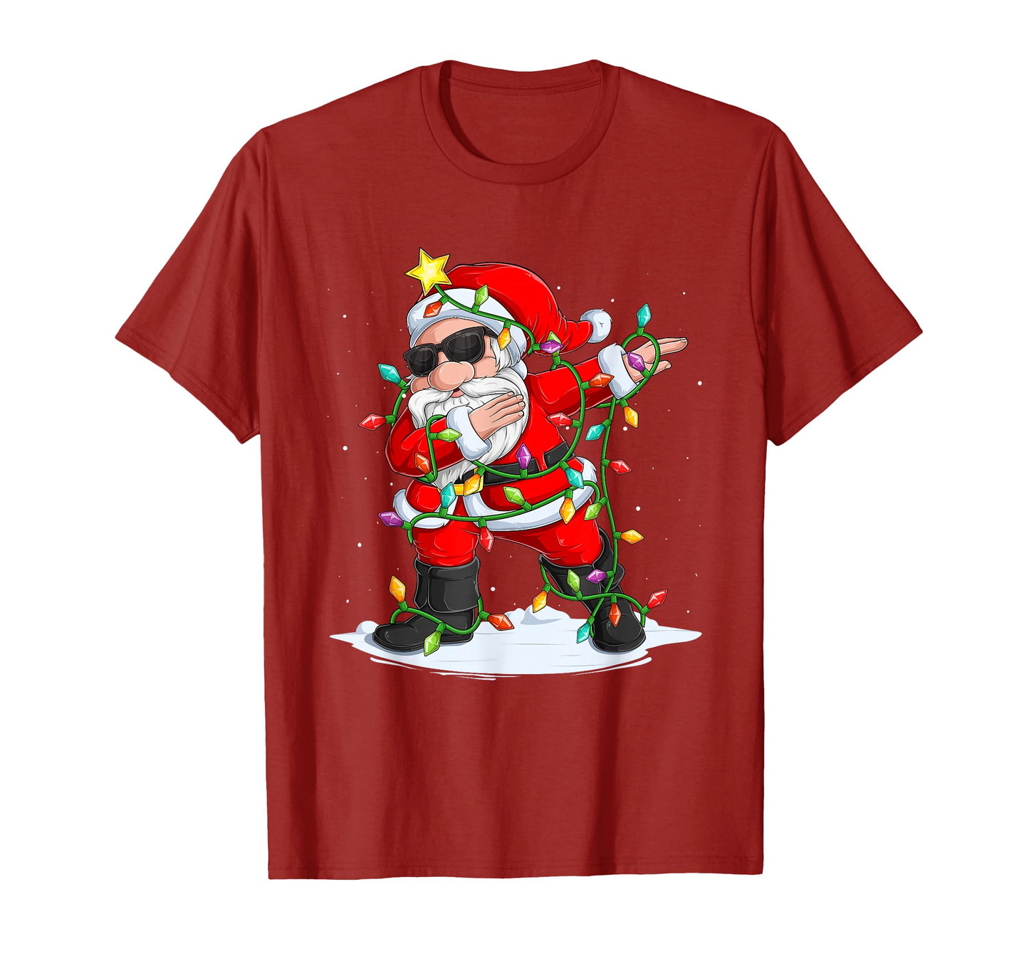 Funny Dabbing Santa Xmas Lights Xmas Boys Kids Men Christmas T-Shirt
