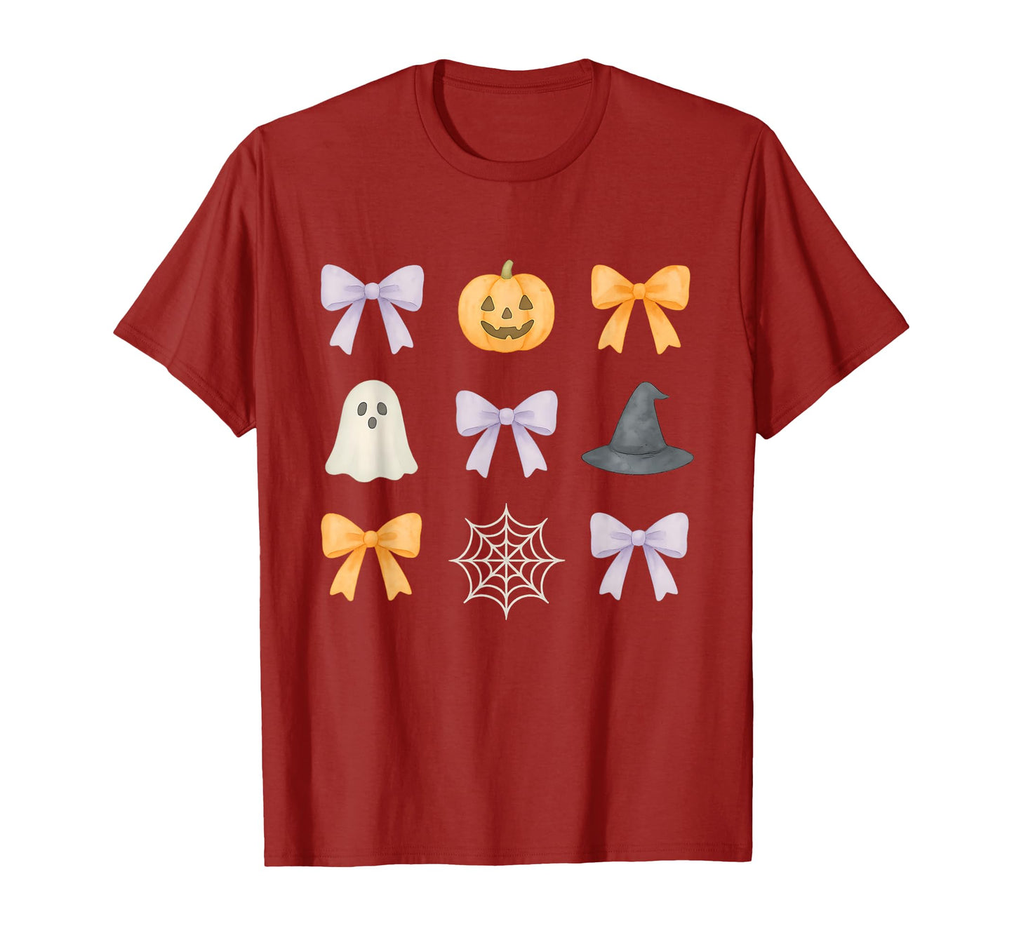 Spooky Halloween Coquette Bows with Ghost, Pumpkin, Witch T-Shirt