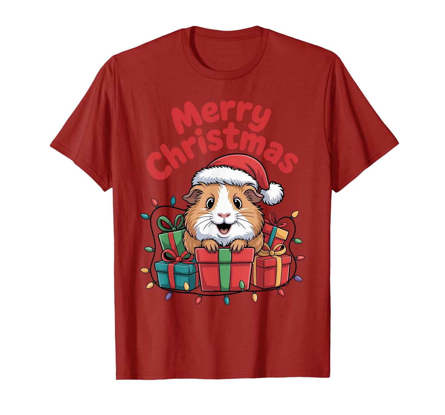 Guinea Pig Santa Hat Animals Lovers Ugly Christmas Pajamas T-Shirt