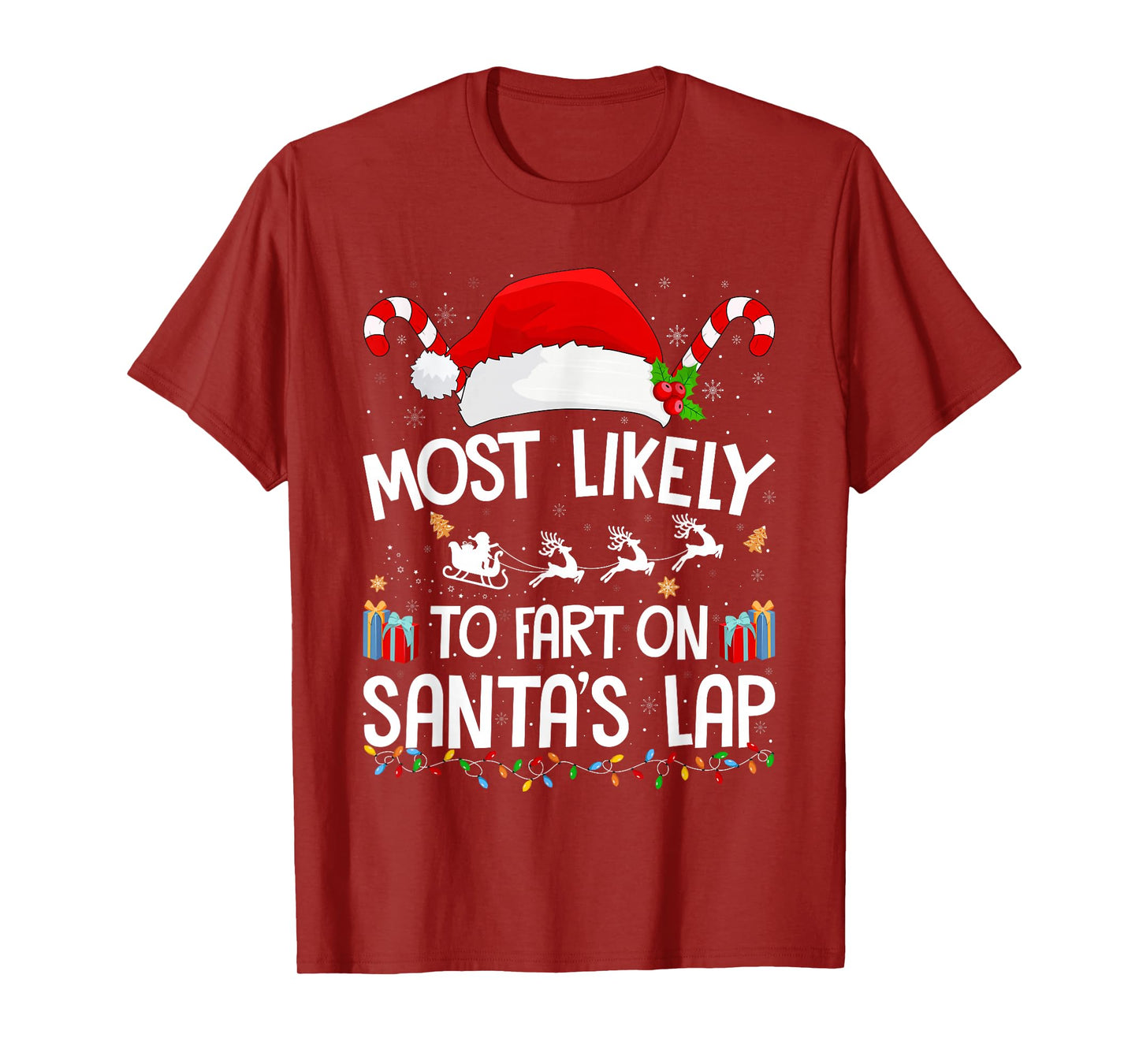 Most Likely to Fart On Santa's Lap Family Christmas Pajamas T-Shirt