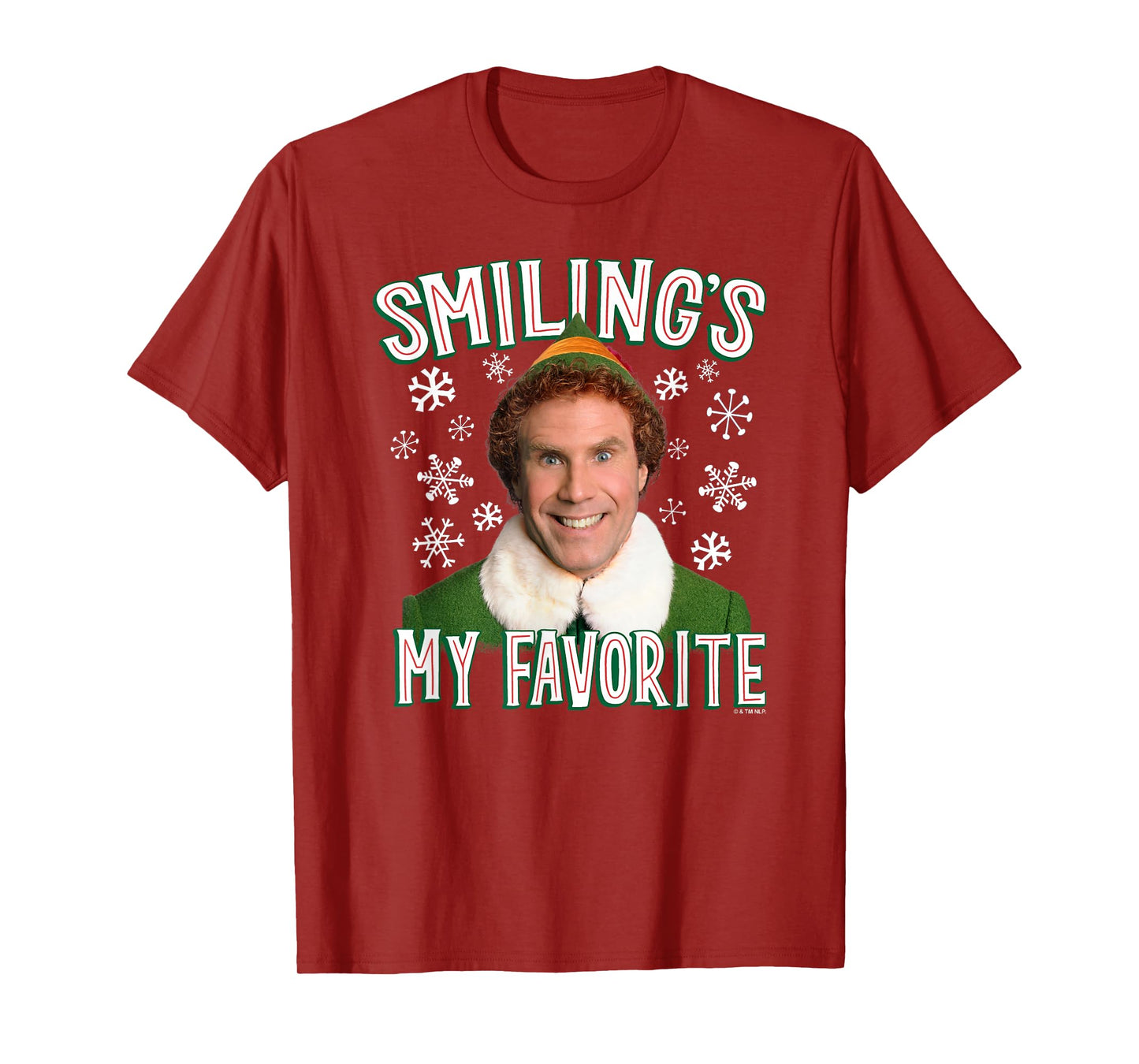 Elf Merry Christmas Smiling's My Favorite Holiday Portrait T-Shirt