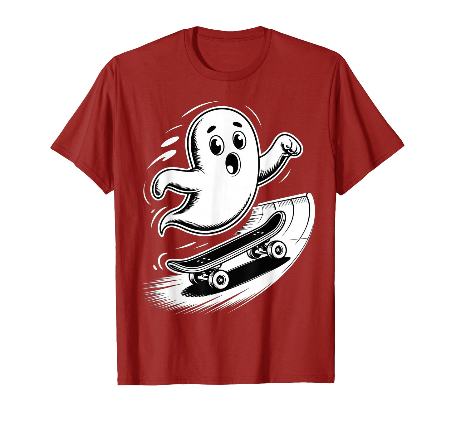 Funny Ghost On Skateboard Retro Halloween Costume Kids Boys T-Shirt