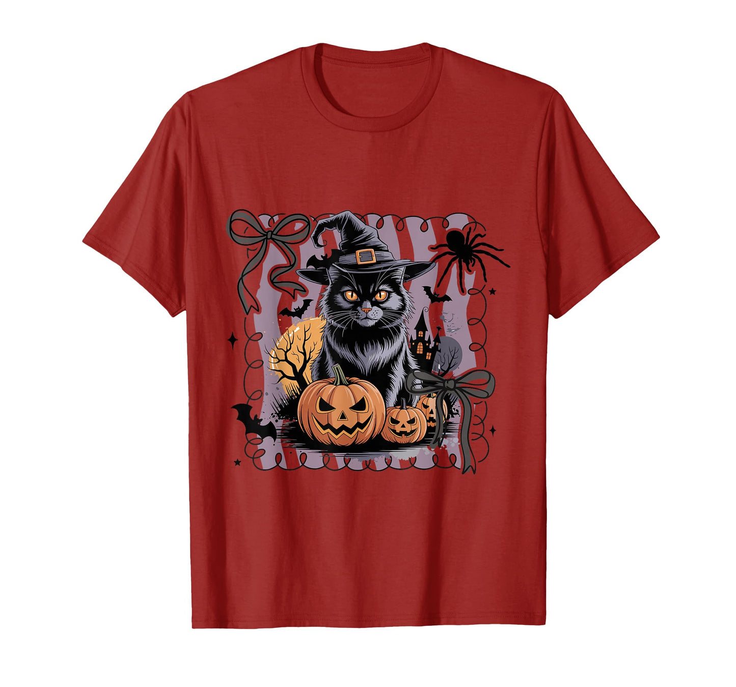 Spooky Black Cat Witch Halloween T-Shirt