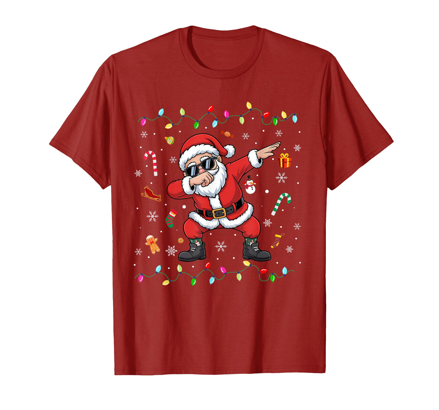 Dabbing Santa Claus Christmas Tree Lights Xmas Matching Boys T-Shirt
