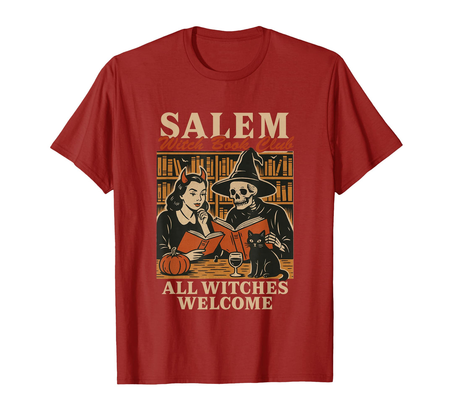 Salem Witch Book Club All Witches Welcome Spooky Halloween T-Shirt