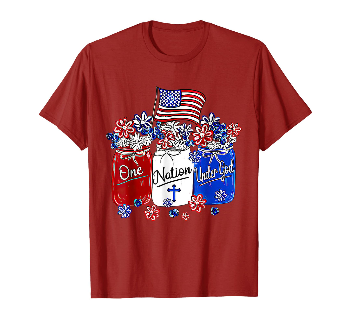 One Nation Under God American Flag Christian Jesus Patriotic T-Shirt for Women Men