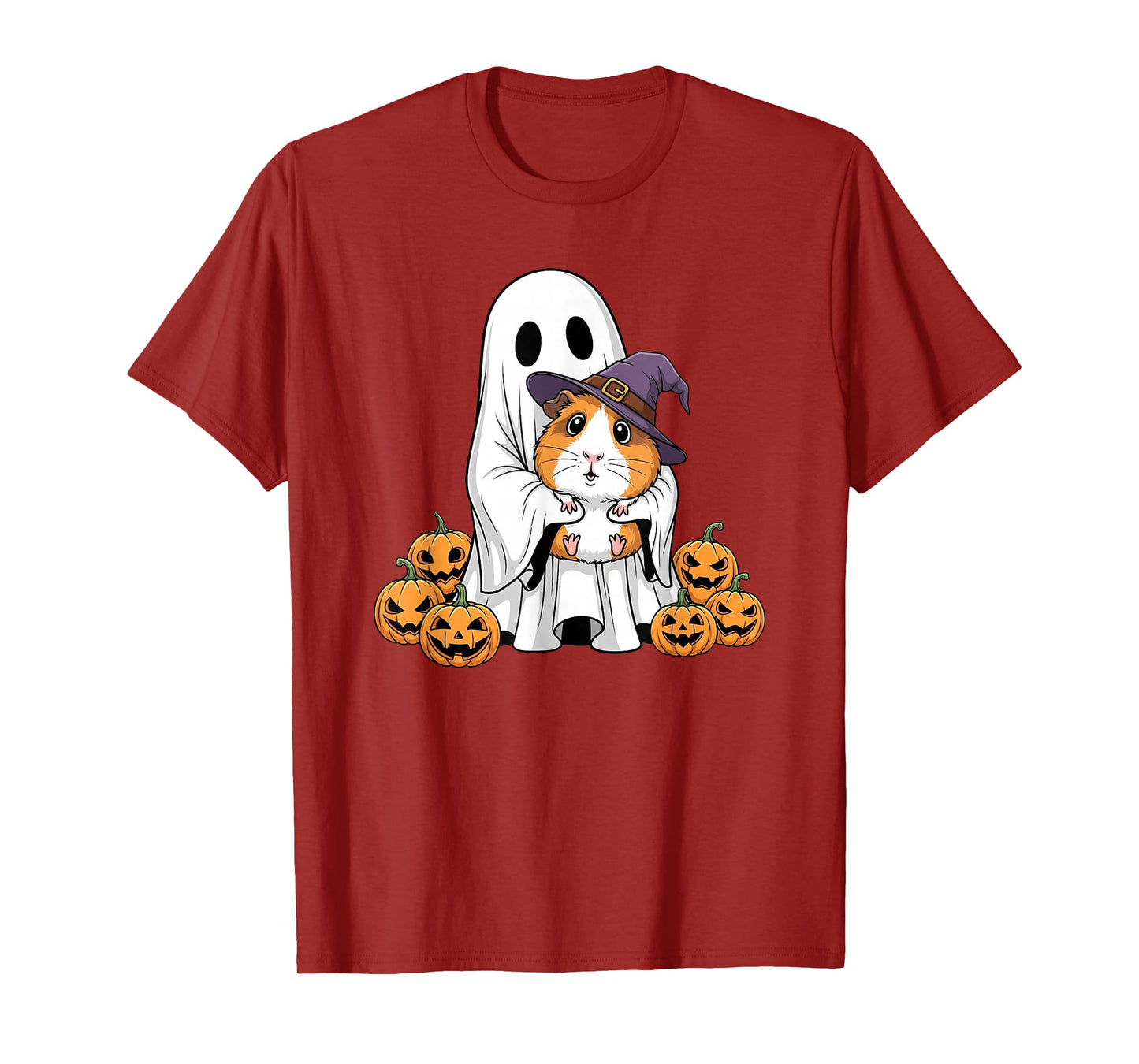Funny Ghost Guinea Pig Pumpkin Halloween Kids Mens Womens T-Shirt