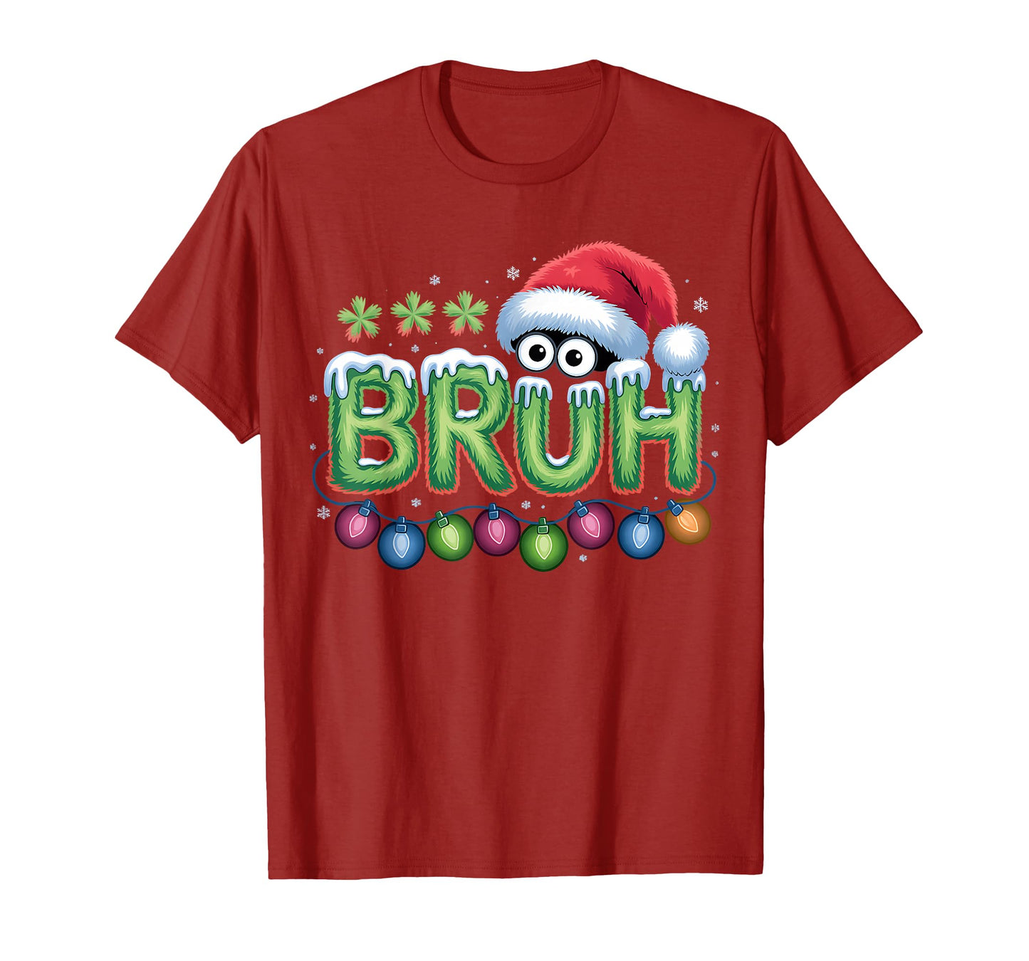 Bruh Christmas Funny Meme Santa Hat Boys Kids Youth Men T-Shirt