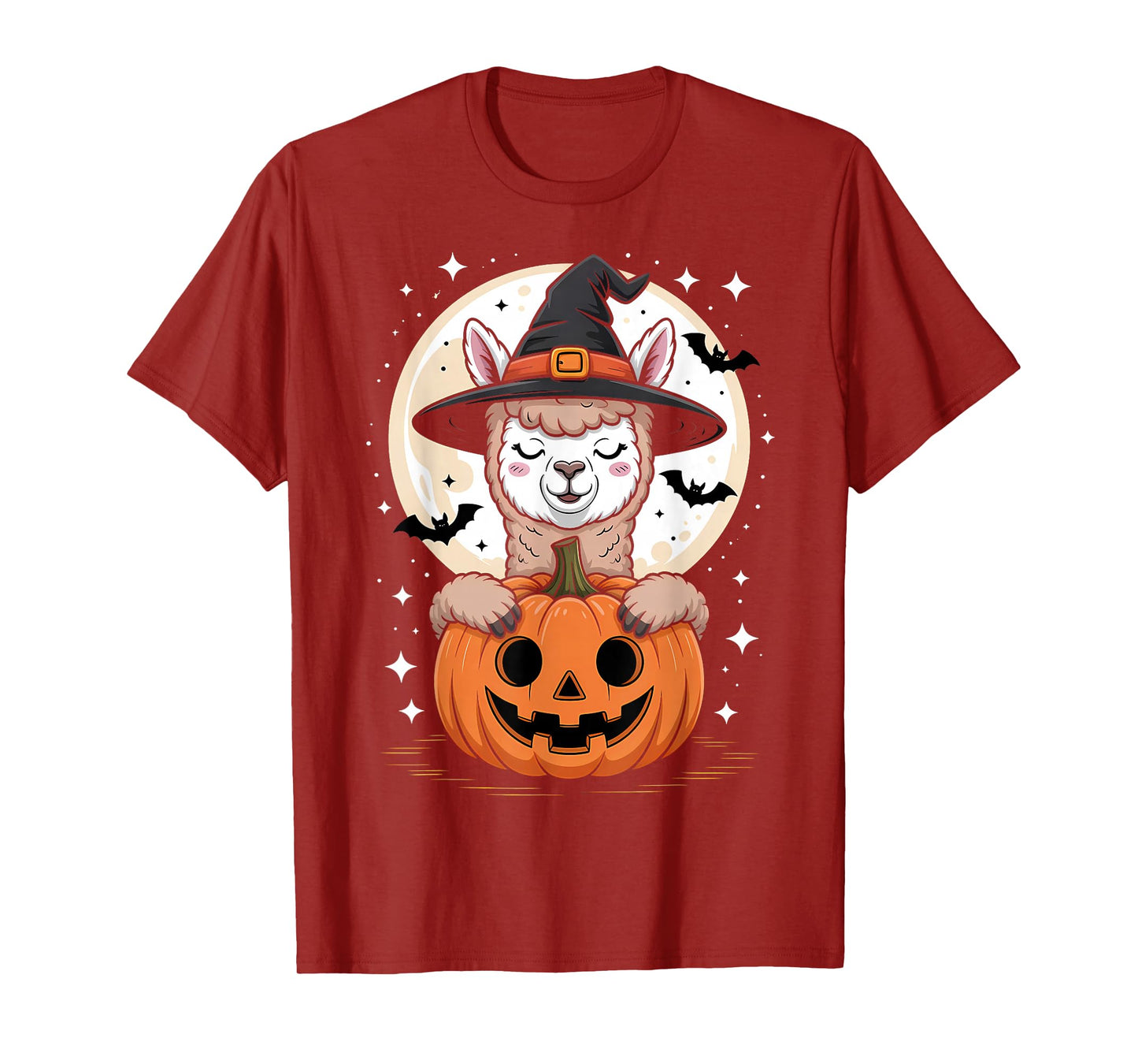 Halloween Alpaca Witch Hat Pumpkin Spooky T-Shirt