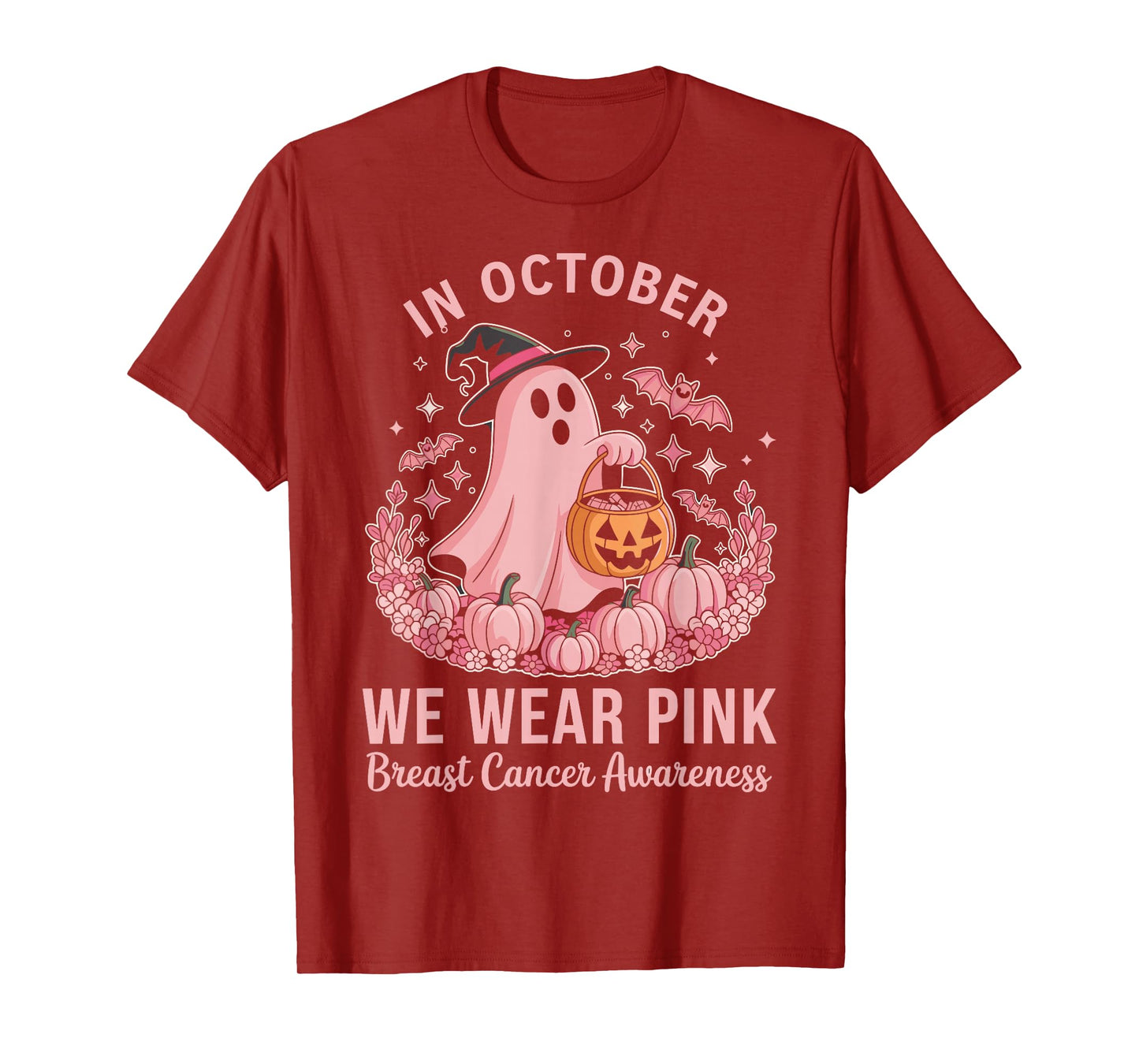 in October We Wear Pink Breast Cancer Awareness Cute T-Shirt