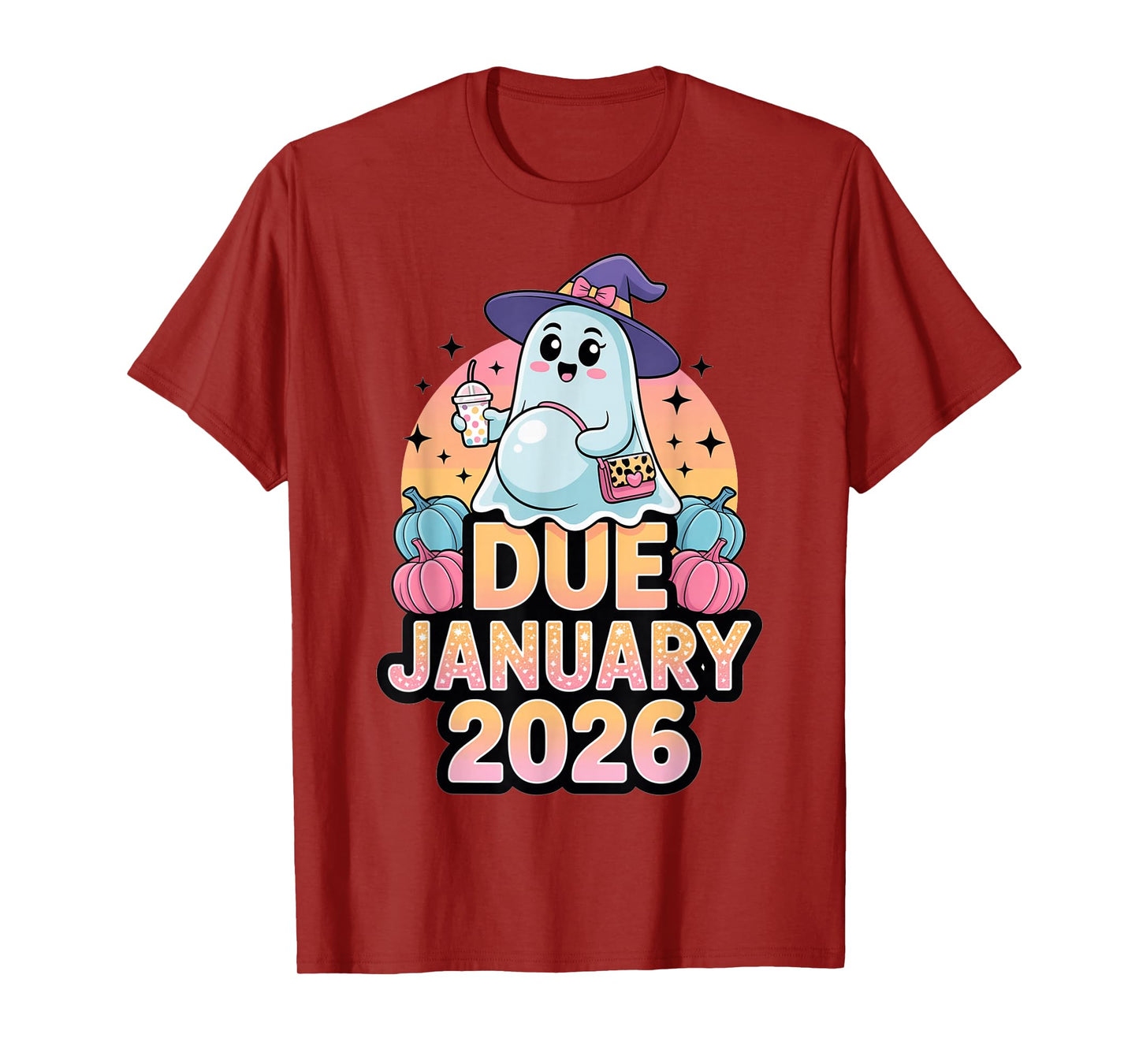 Halloween Pregnant Due January 2026 Mama Ghost Baby Mom T-Shirt