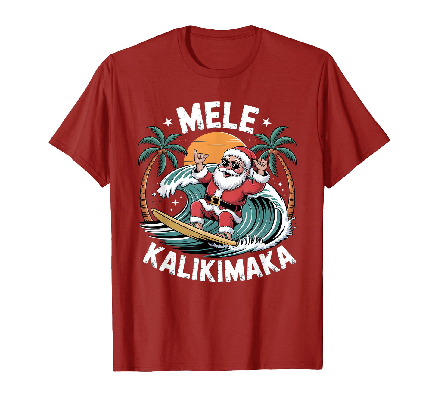 Hawaiian Christmas Shirt Mele Kalikimaka Surf Santa Tee T-Shirt