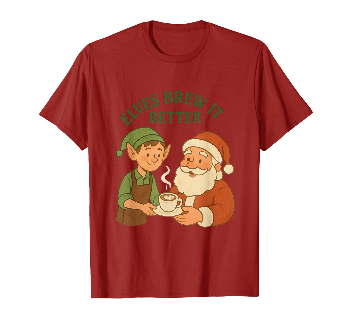 Funny Elves Brew It Better Santa’s Coffee Caffeine Lovers T-Shirt