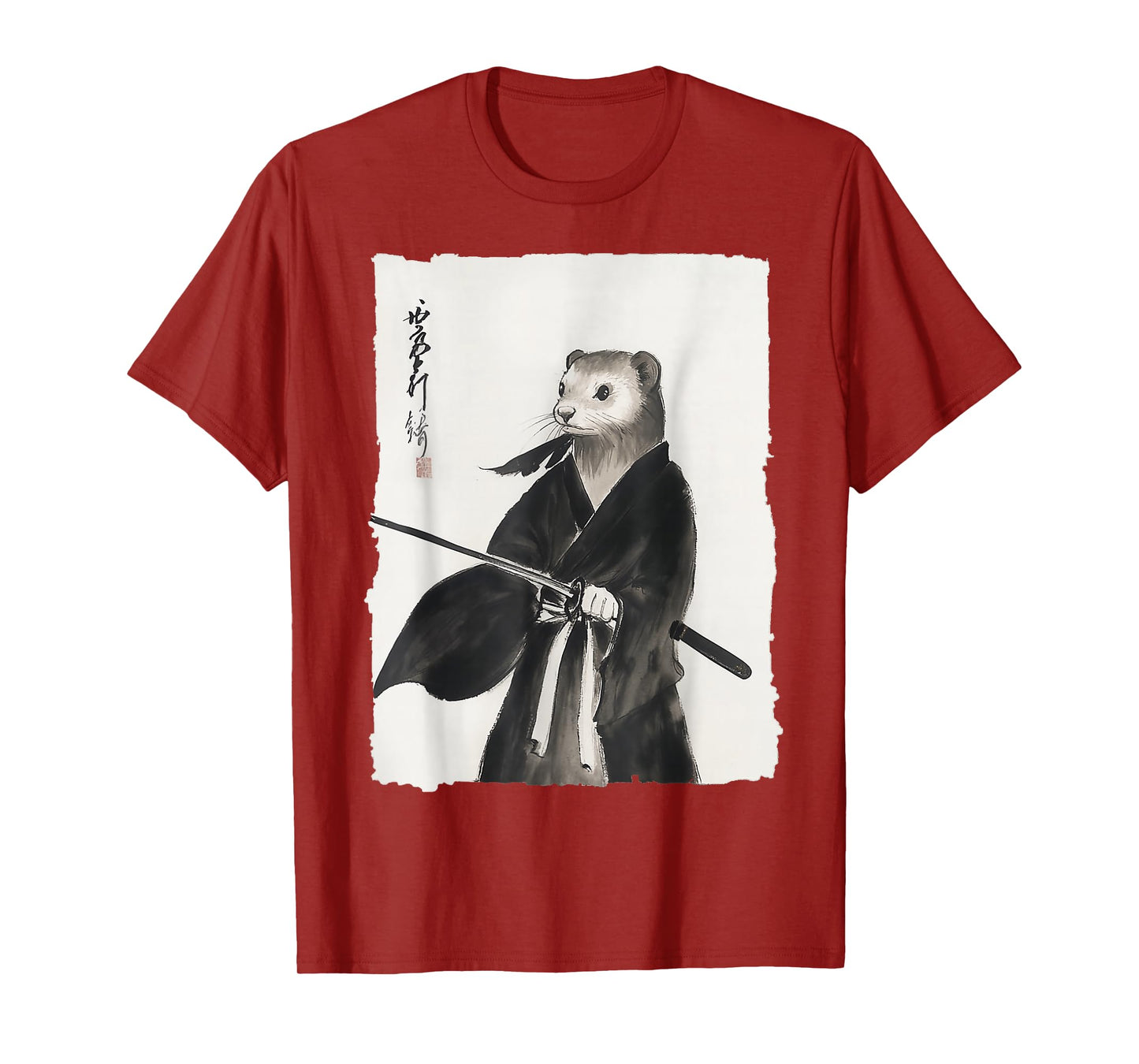 Ferret Samurai Janpanese Vintage Warrior Art Anime Graphic T-Shirt