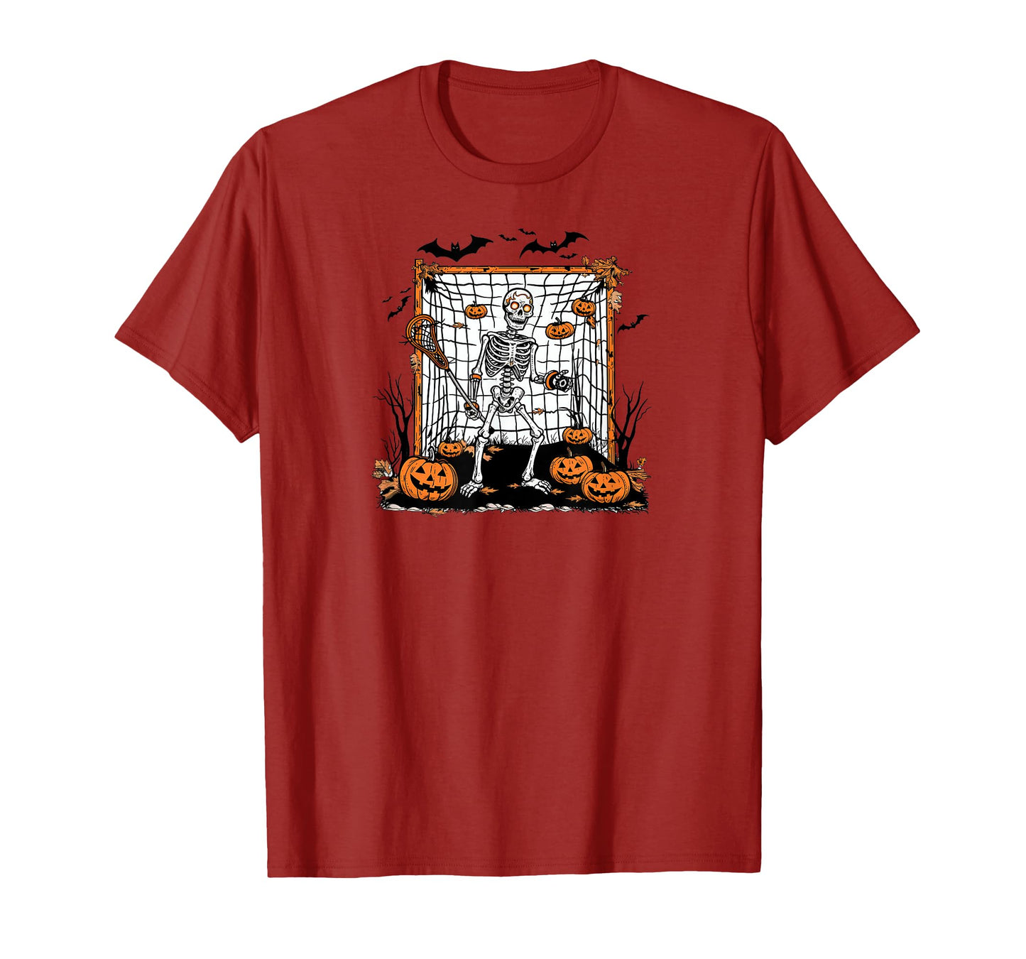Halloween Lacrosse Skeleton Goalie T-Shirt
