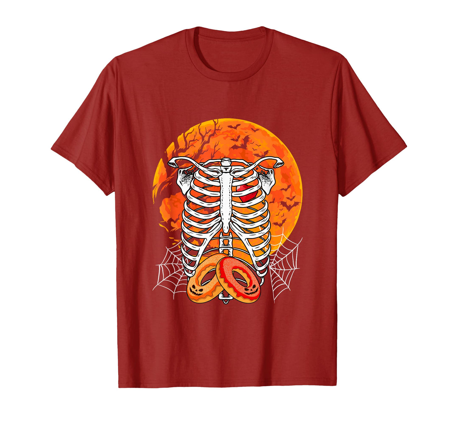 Horror Donuts Inside Rib Cage X-ray Skeleton Halloween T-Shirt