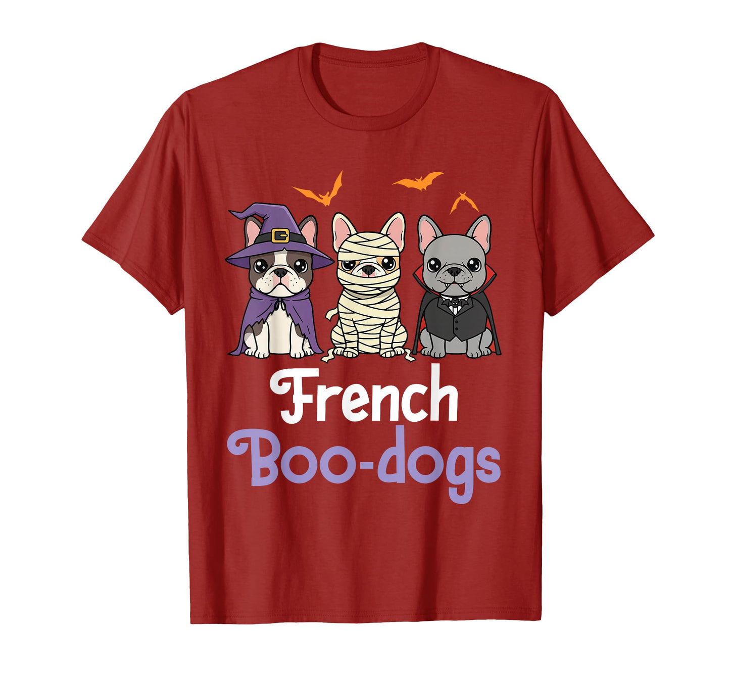 French Boo Dogs Cute Halloween Bulldogs Witch Mummy Vampire T-Shirt