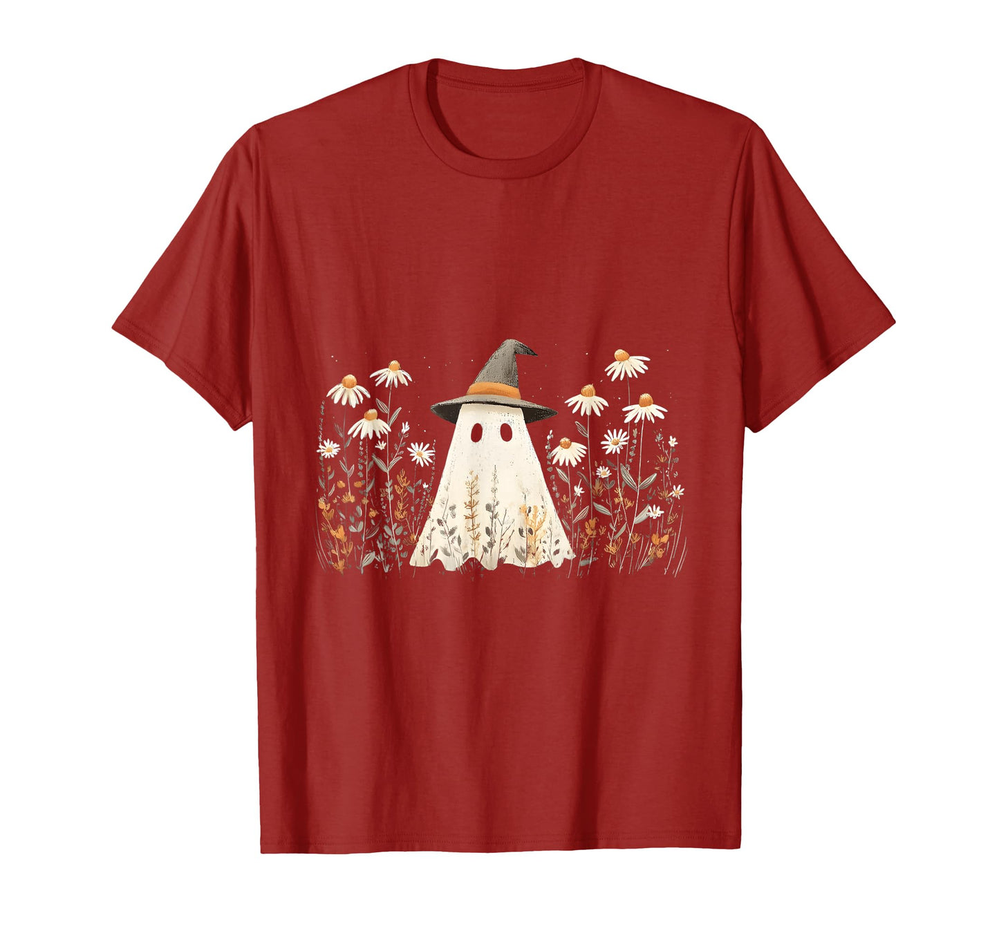 Cute Daisy Flower Floral Ghost Retro Halloween Aesthetic T-Shirt