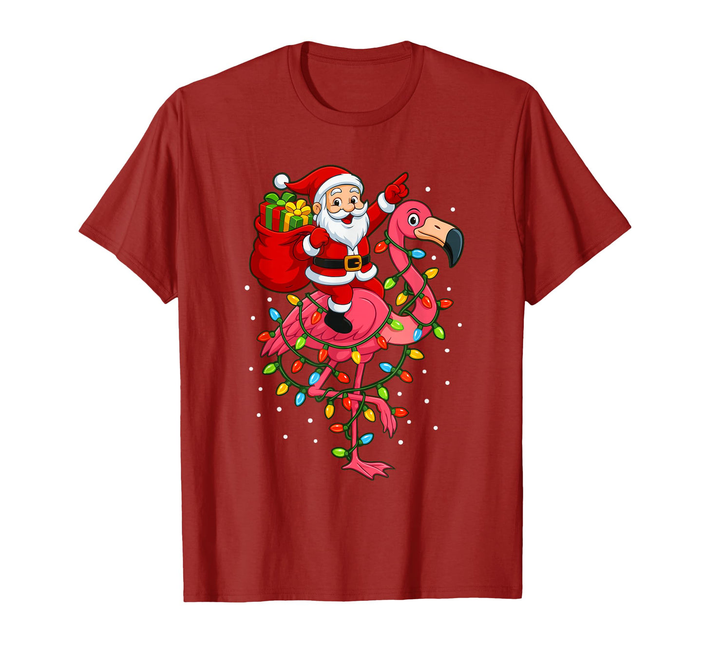 Pink Flamingo Christmas Santa Cute Flamingos Holiday Decor T-Shirt