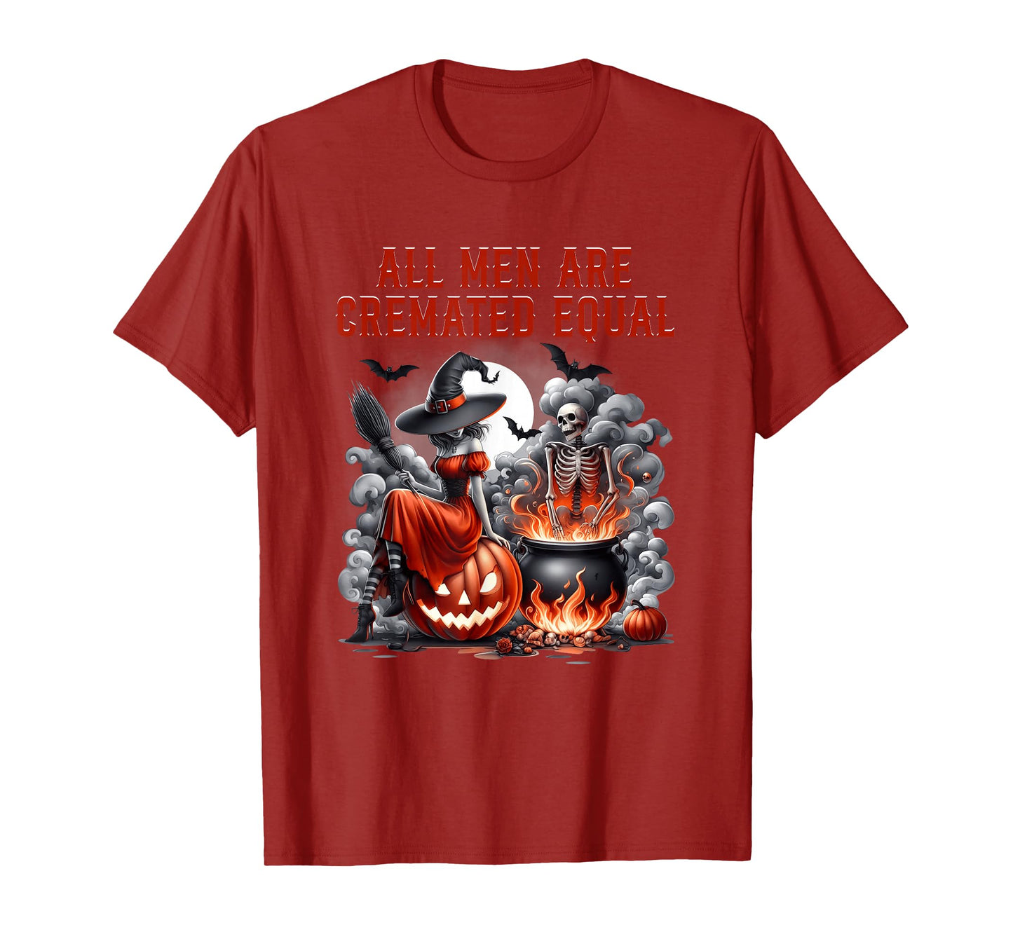 All Men are Cremated Equal Witch Skeleton Cauldron Halloween T-Shirt