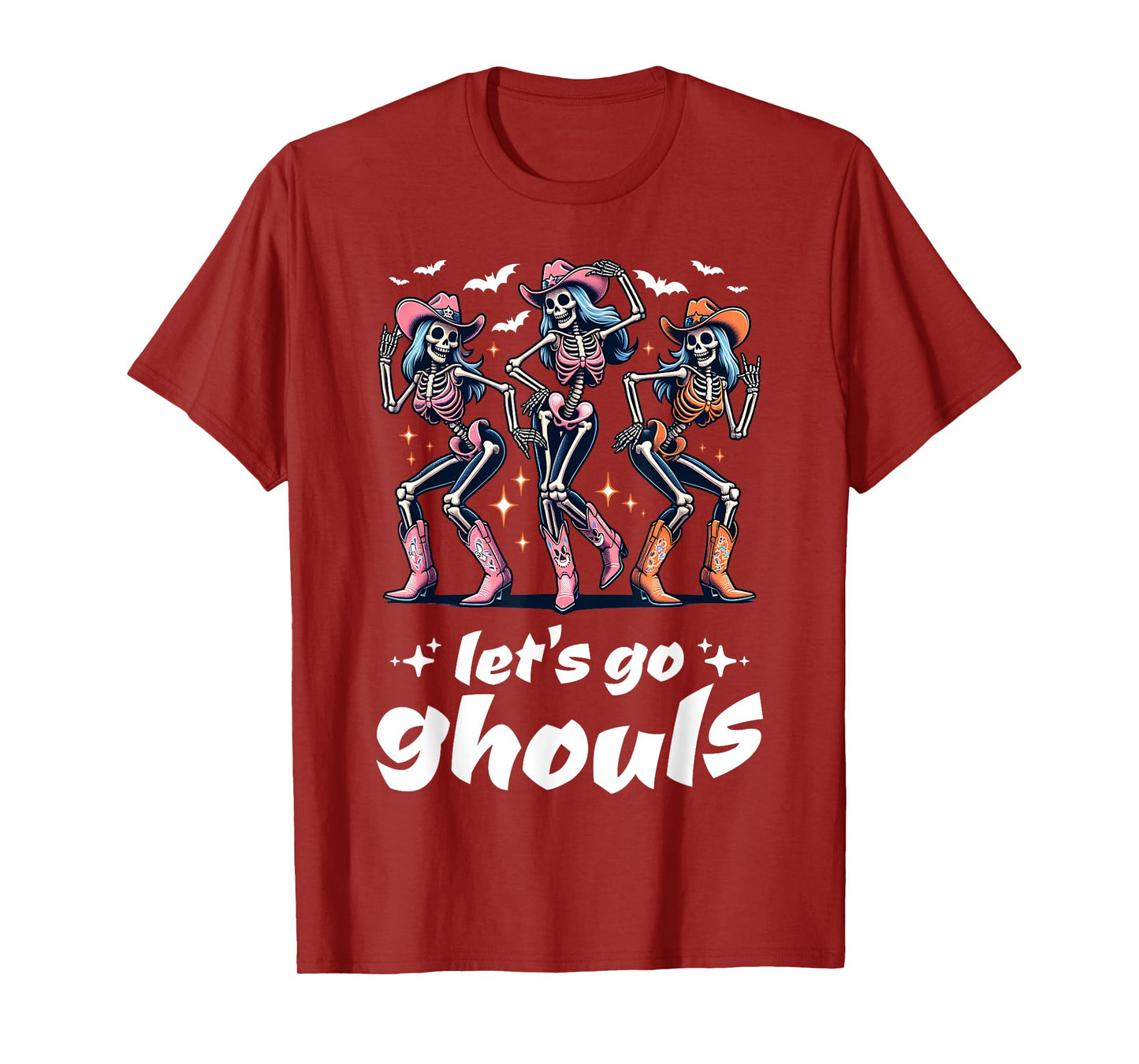 Funny Cowgirls Let's Go Ghouls Halloween Cowgirl Skeleton T-Shirt