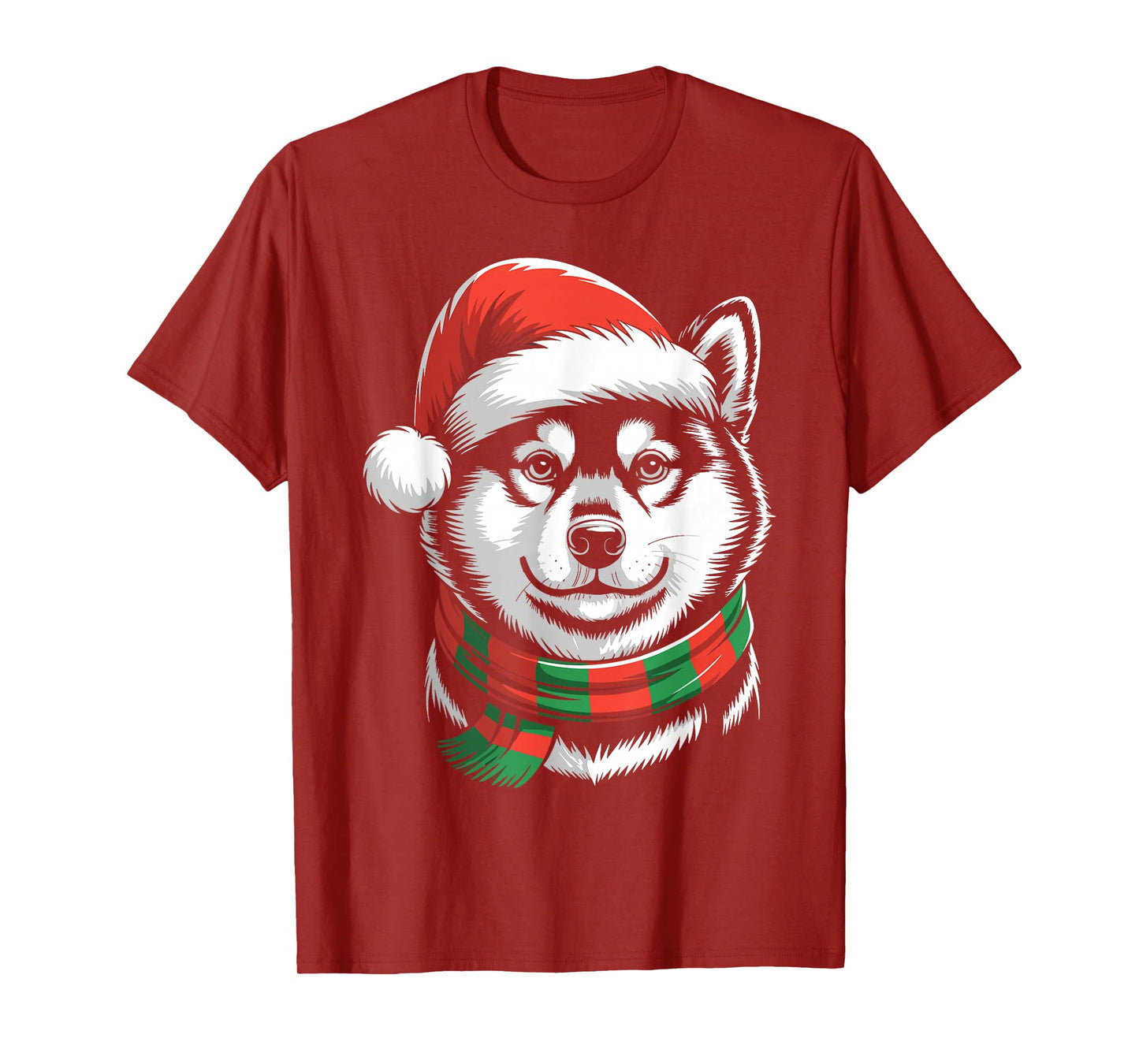 Shiba Inu Dog Xmas Santa Hat Scarf Christmas Costume T-Shirt