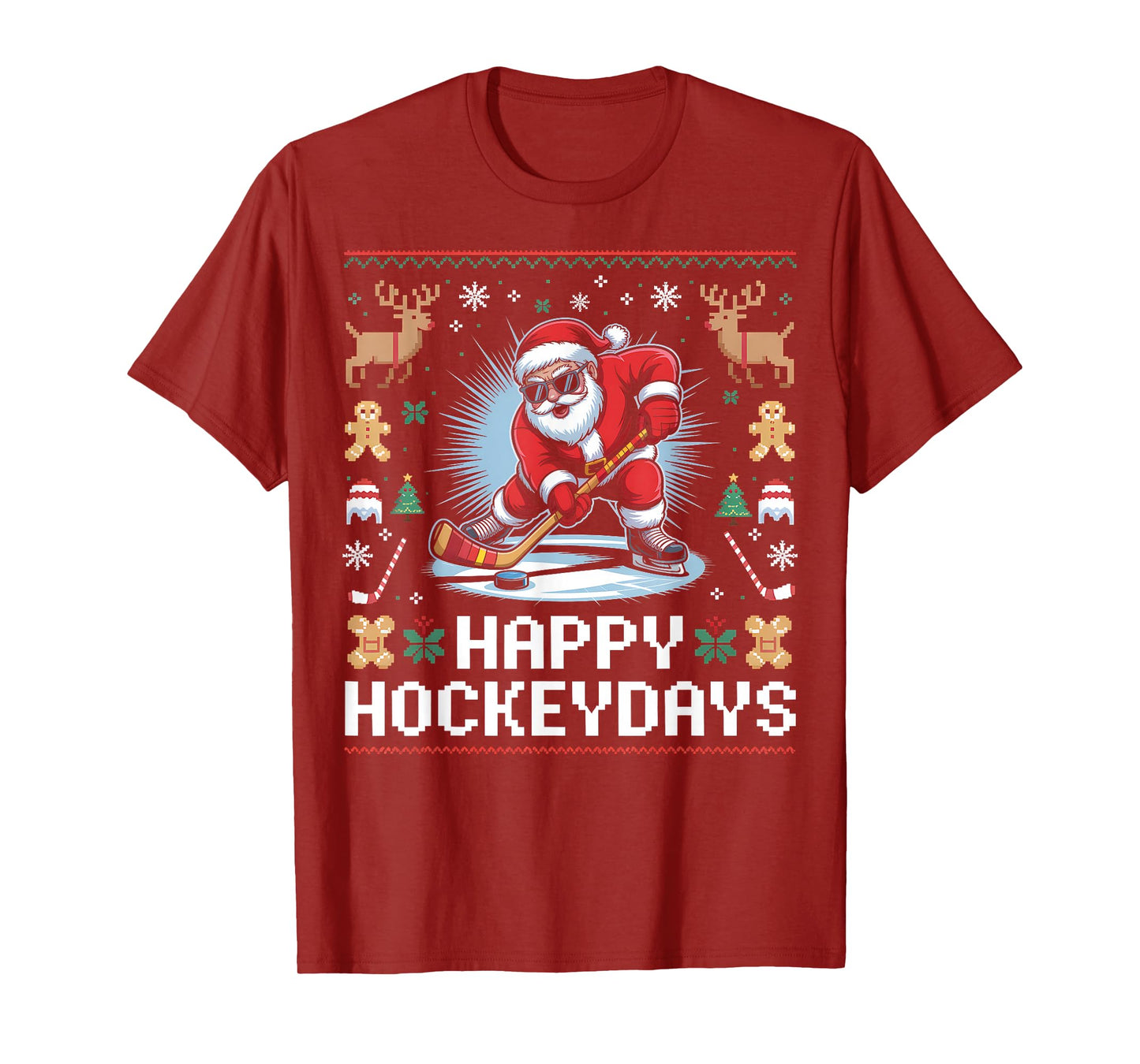 Hockey Christmas Funny Santa Ice Hockey Winter Holiday T-Shirt