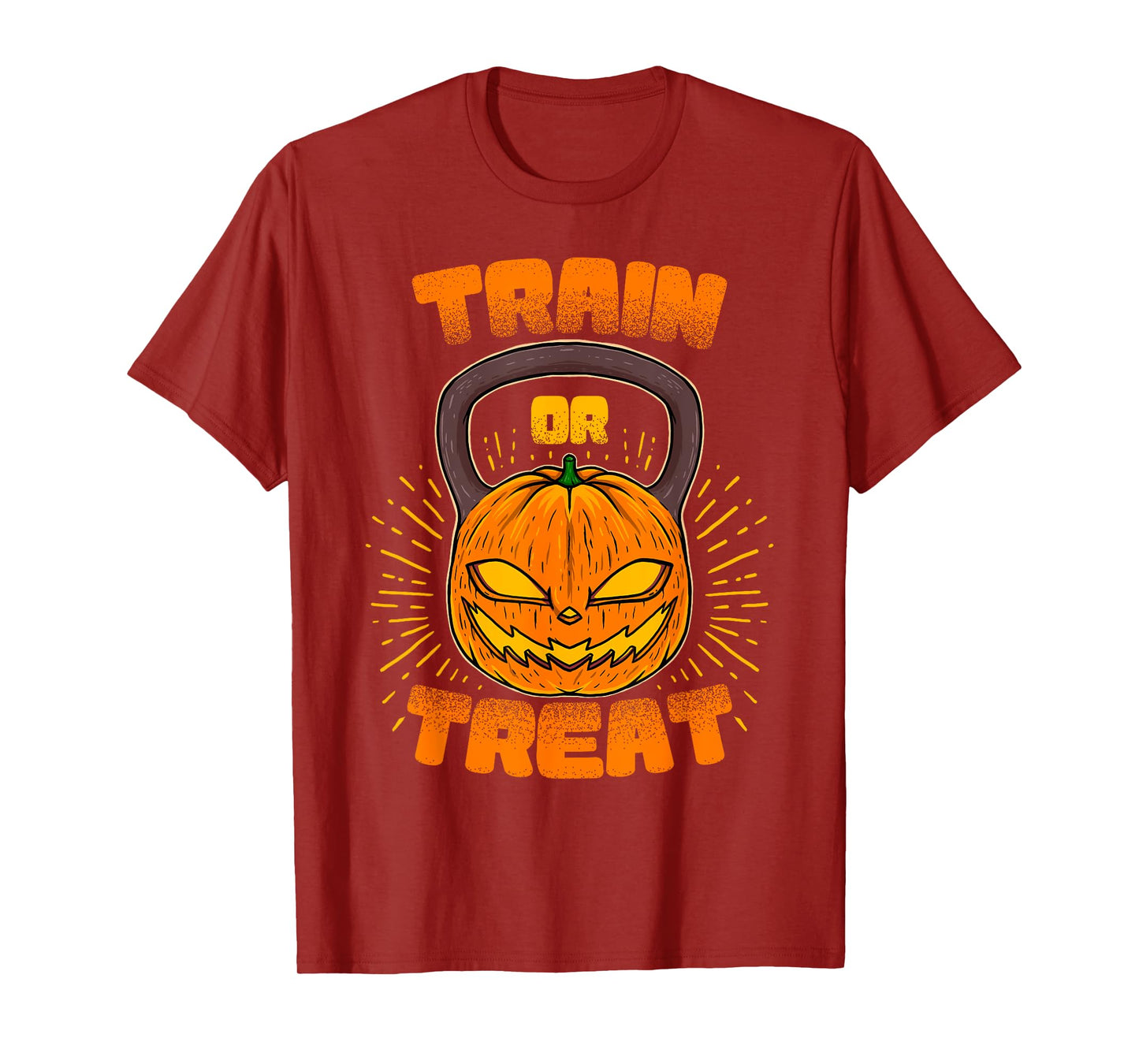 Train or Treat Pumpkin Kettlebell Gym Workout Halloween T-Shirt