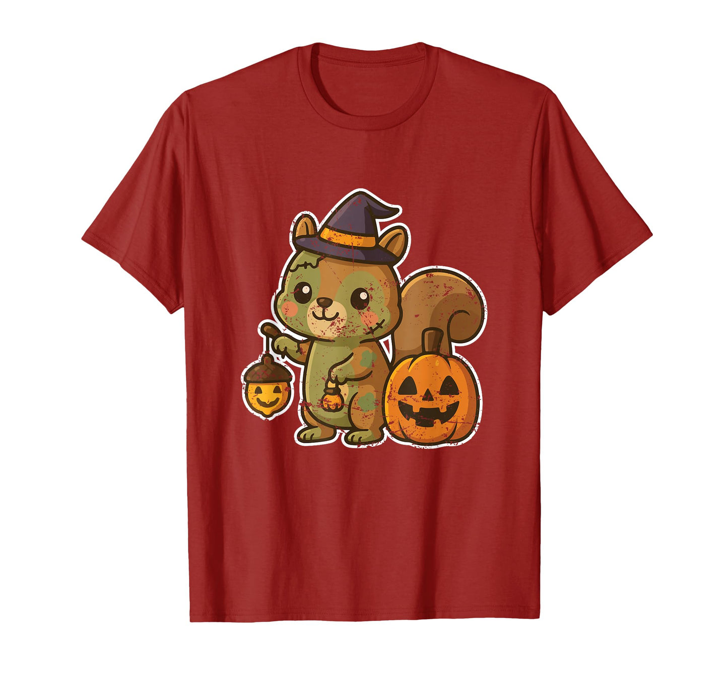 Zombie Squirrel Witch Hat Lantern T-Shirt
