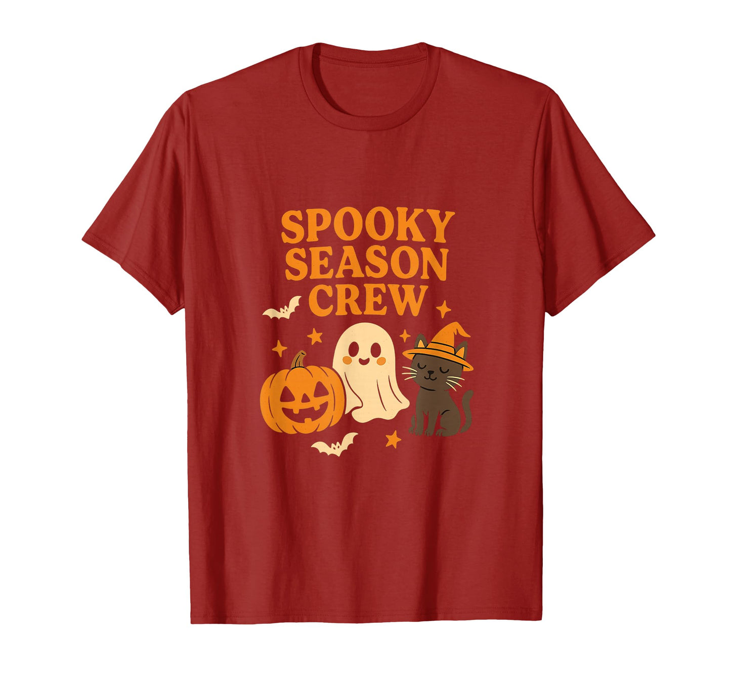 Spooky Season Crew Cute Halloween Ghost Cat Pumpkin T-Shirt