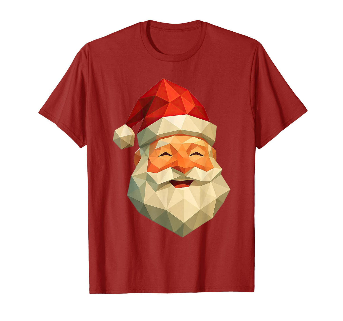 Cute Low Poly Santa Claus Face Geometric Christmas T-Shirt