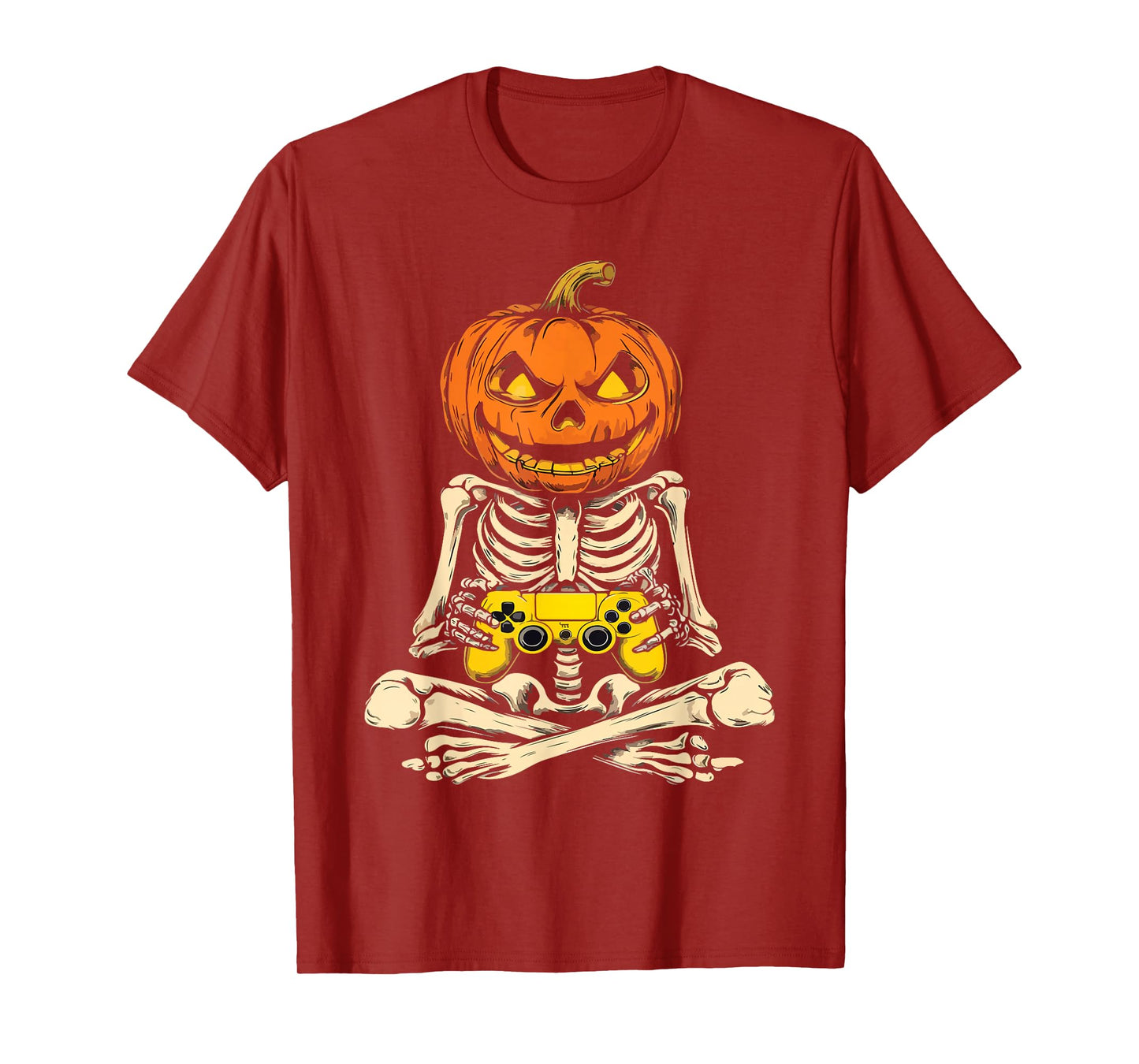Halloween Skeleton Pumpkin Gamer Video Gaming Men Kids T-Shirt