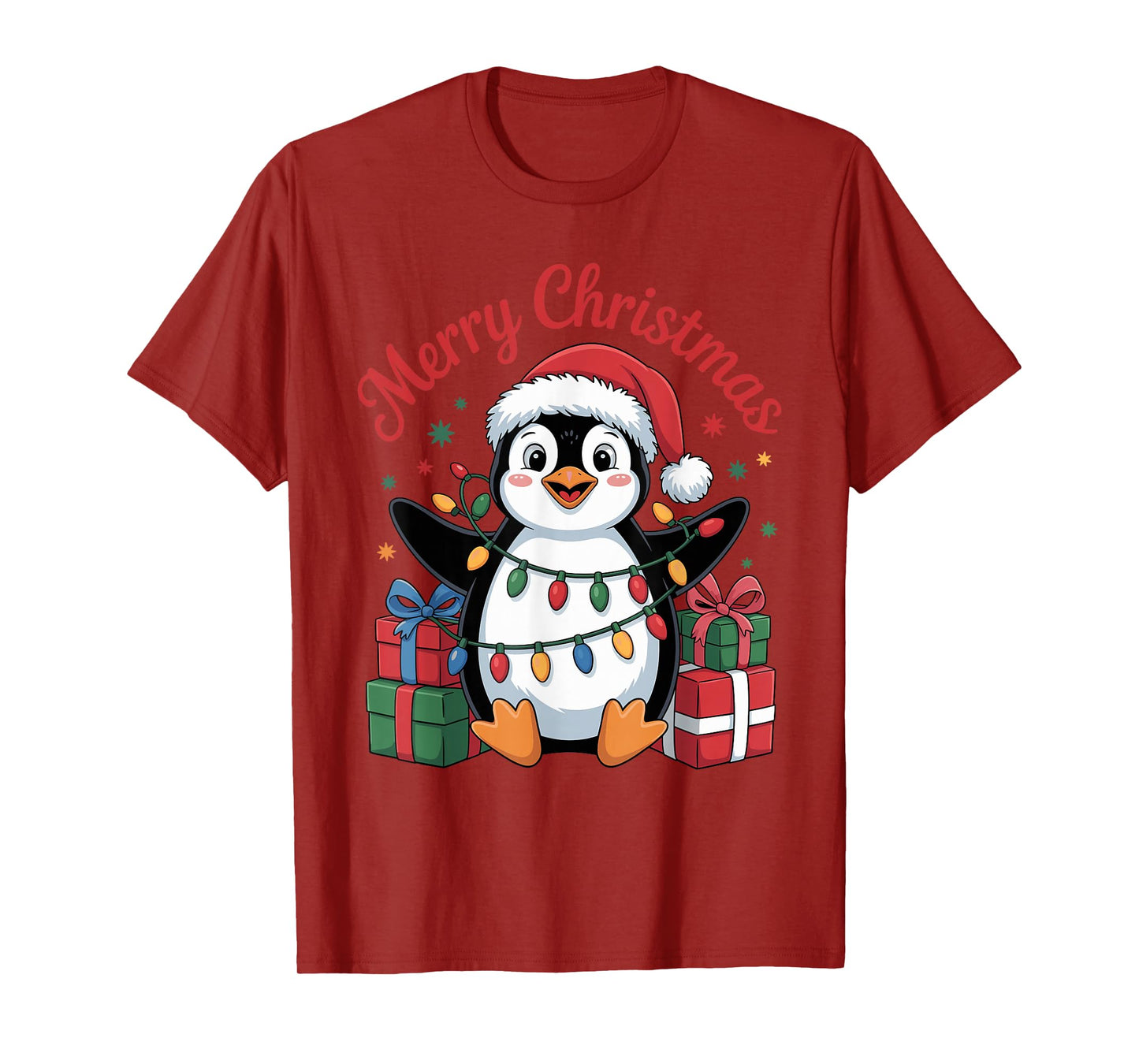 Penguin Santa Hat Christmas Design Funny Animal Lovers T-Shirt