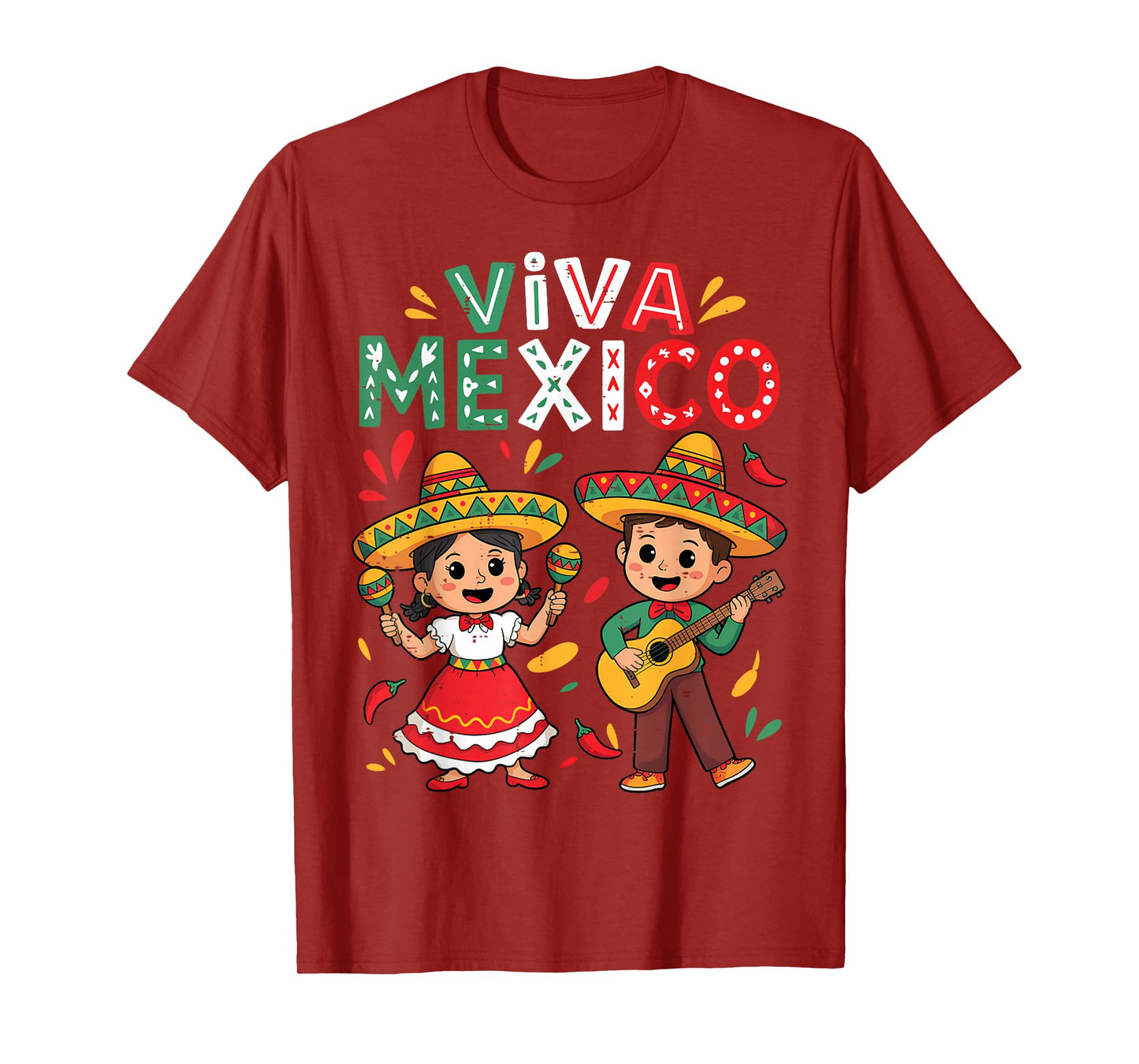 Viva Mexico Guitar Boy Girl Mexican Independence Day Kid T-Shirt