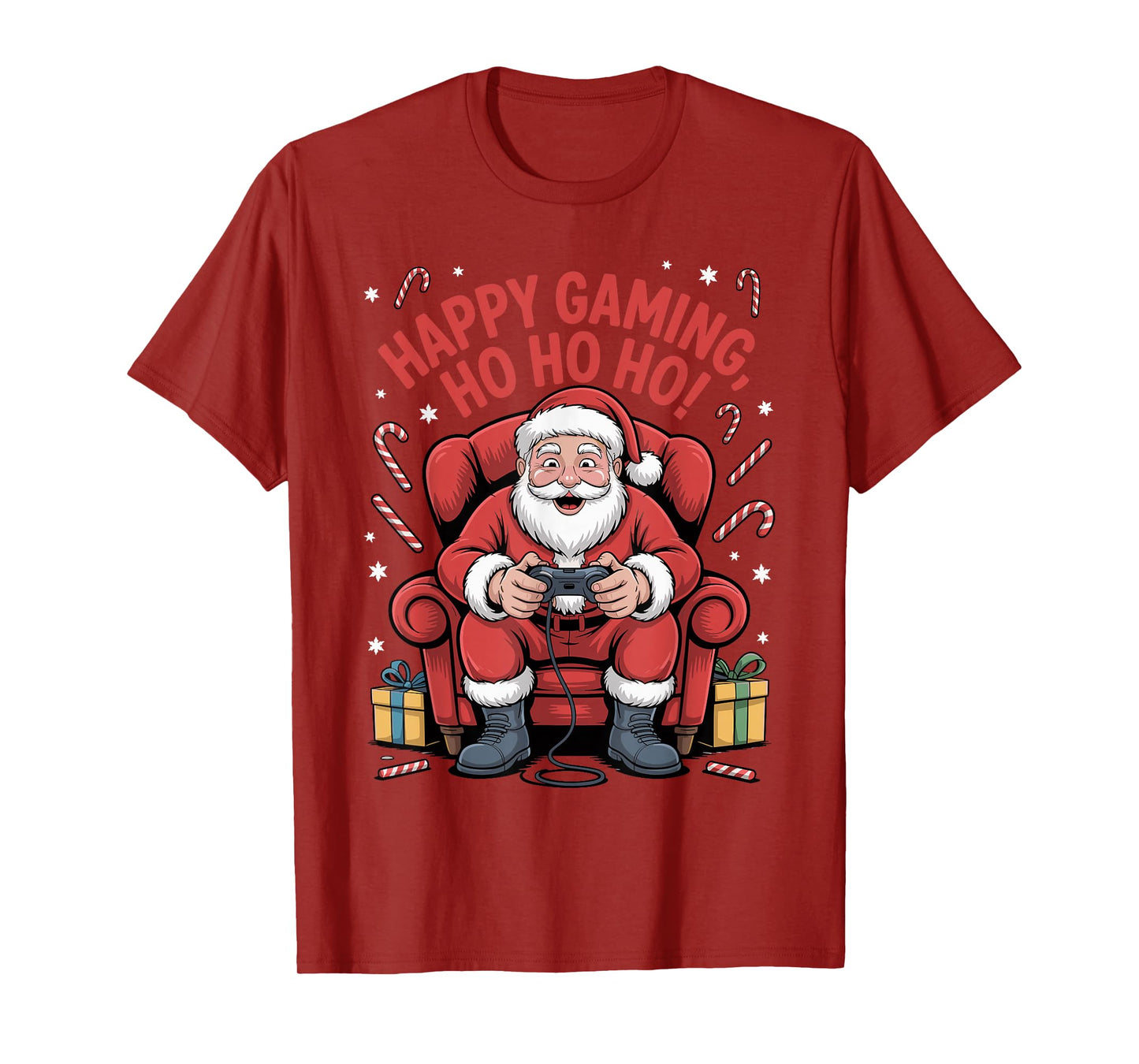 Santa Gaming Funny Christmas Video Gamer Xmas Holiday T-Shirt