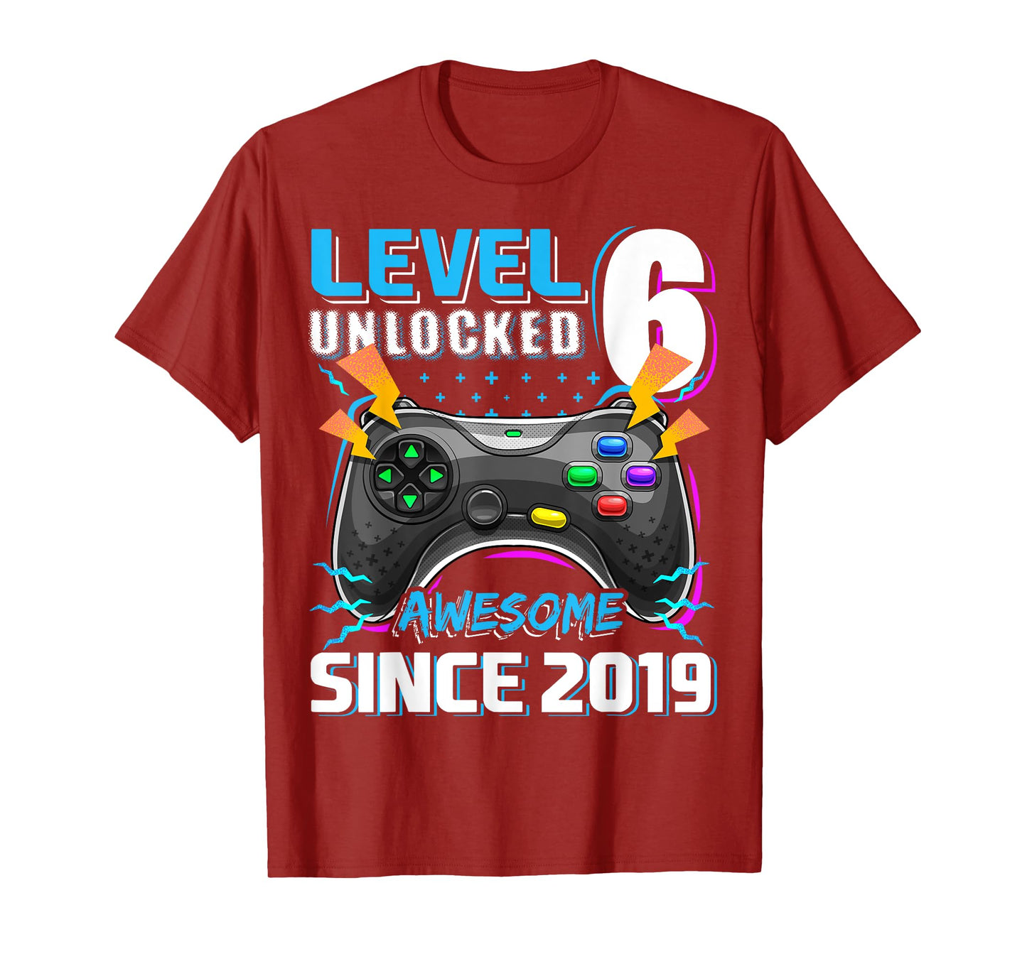 6th Birthday Boy Level 6 Gamer 6 Year Video Game Party T-Shirt