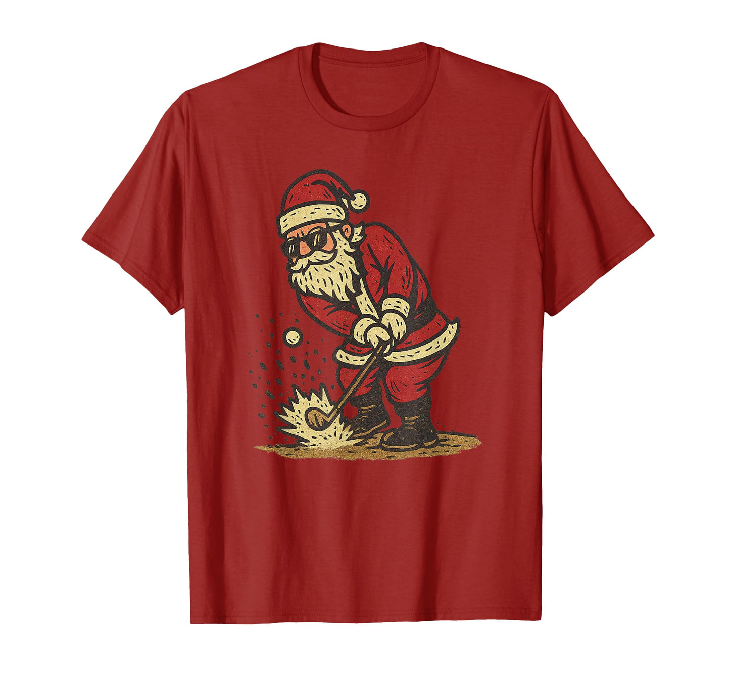 Santa Playing Golf Christmas Vintage Funny Xmas T-Shirt