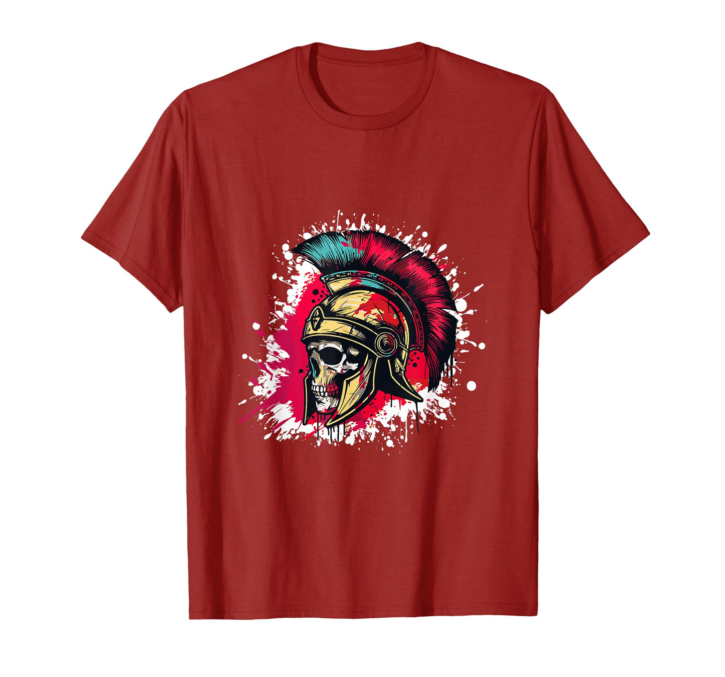 Spartan Skull Head With Helmet | Sparta Gladiator Warrior T-Shirt