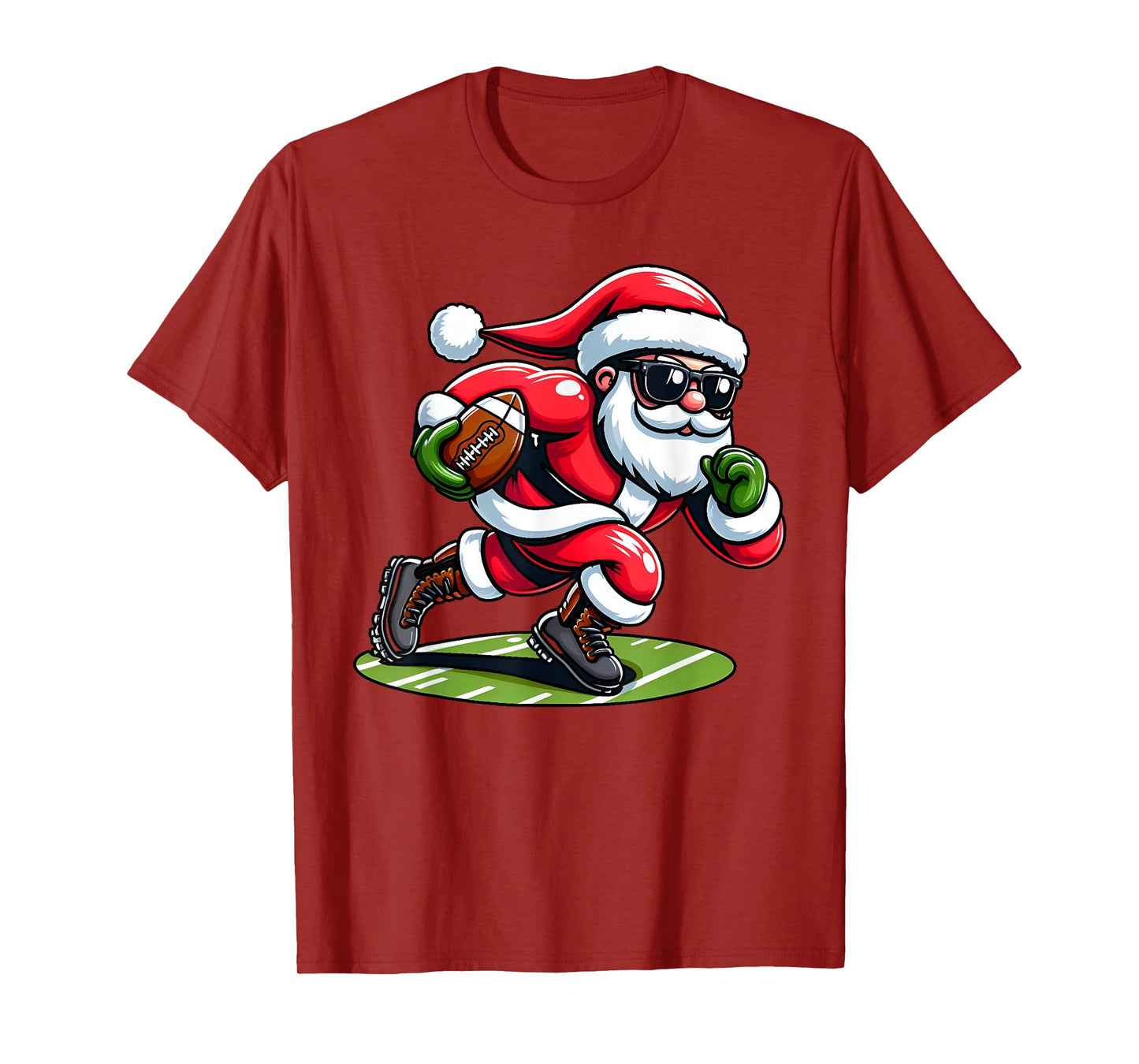 Christmas Santa Claus Play A Football Funny Boys Kids Xmas T-Shirt