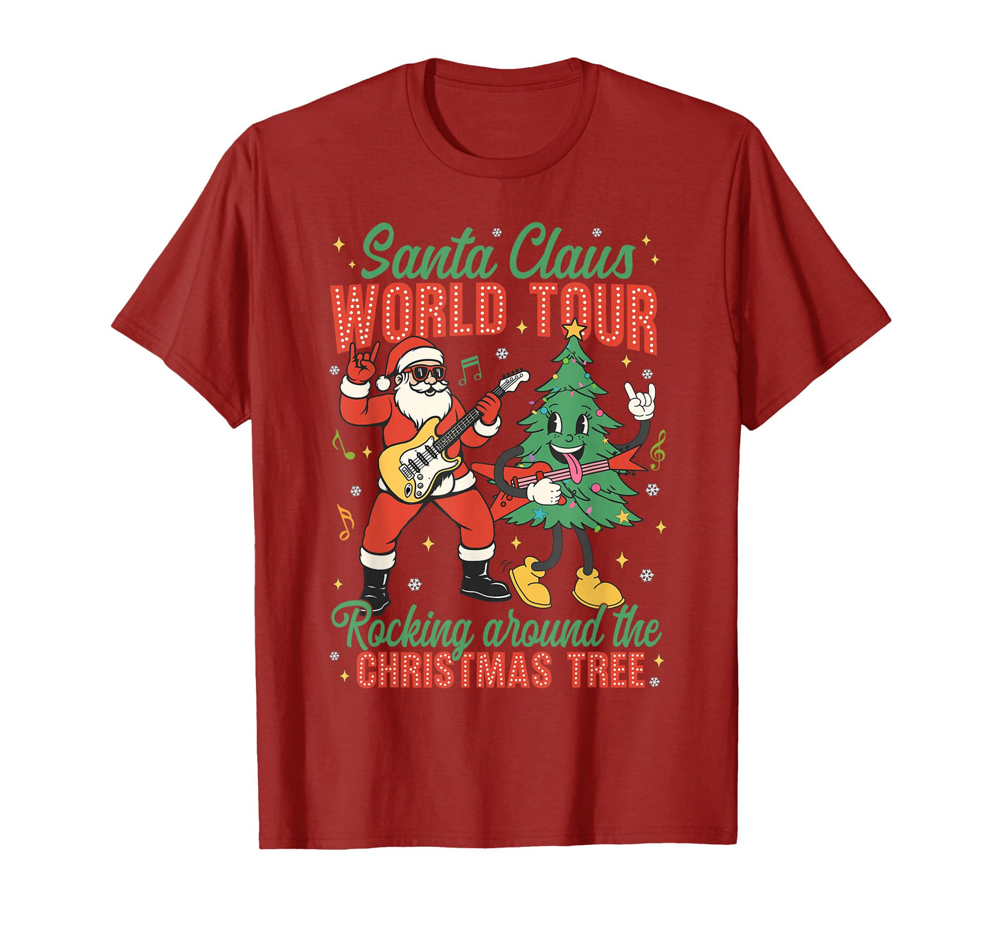 Santa Claus World Tour Rocking Around The Christmas Tree Men T-Shirt