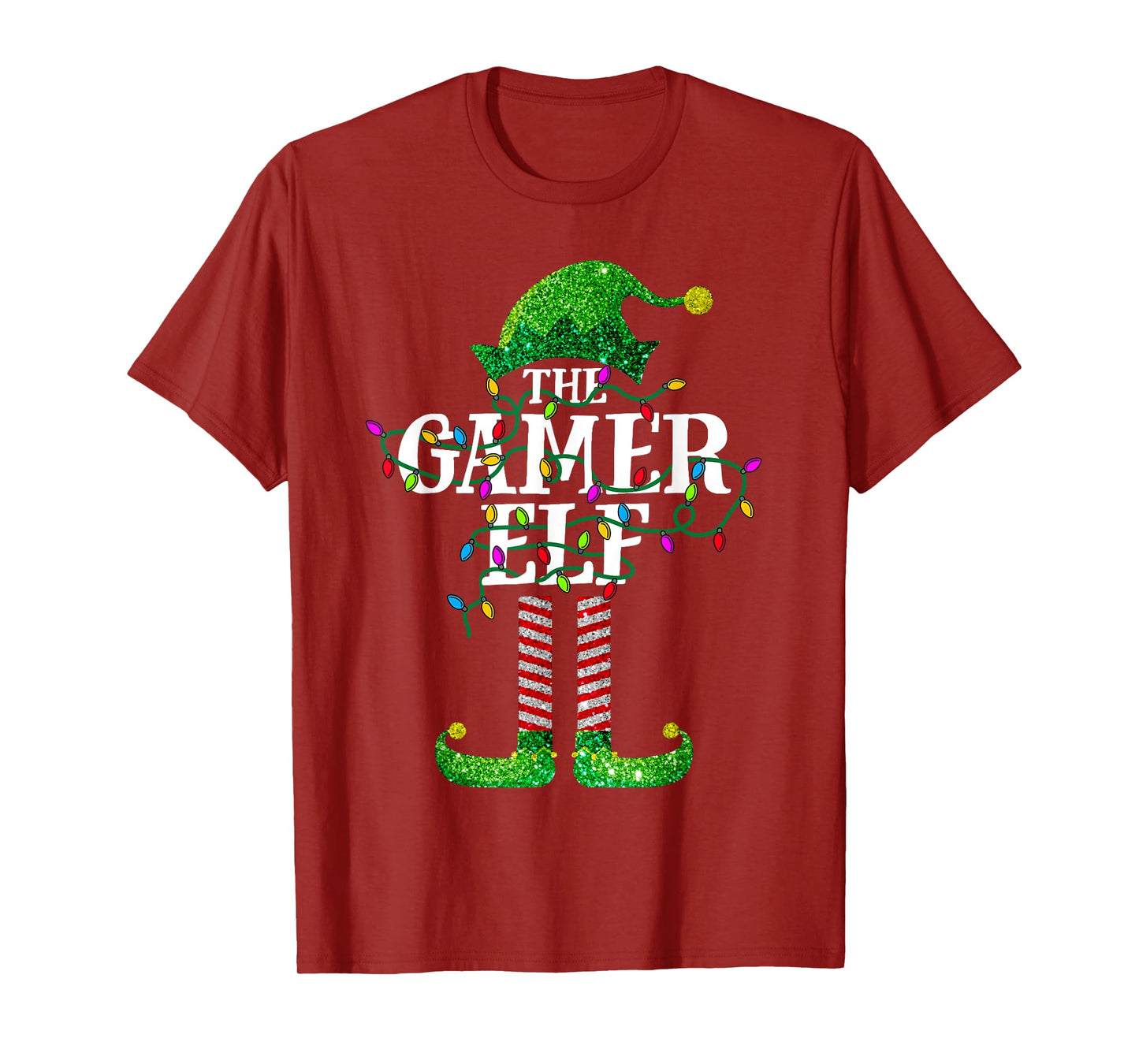 Xmas Light Gamer Elf Matching Family Christmas Party Pyjamas T-Shirt