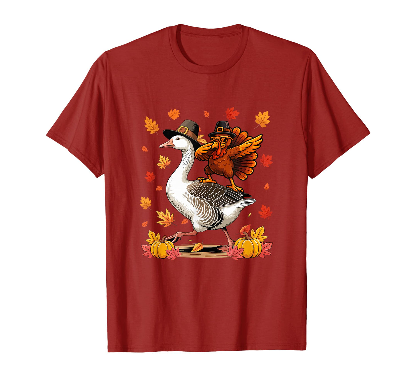 Dabbing Turkey On Goose Thanksgiving Autumn Pilgrim Farmer T-Shirt