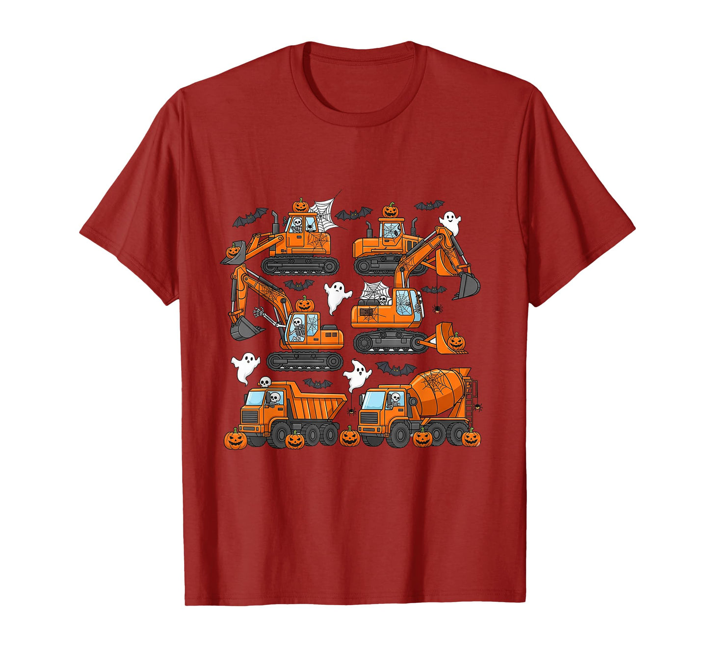 Spooky Construction Trucks Toddler Boys Halloween Costume T-Shirt