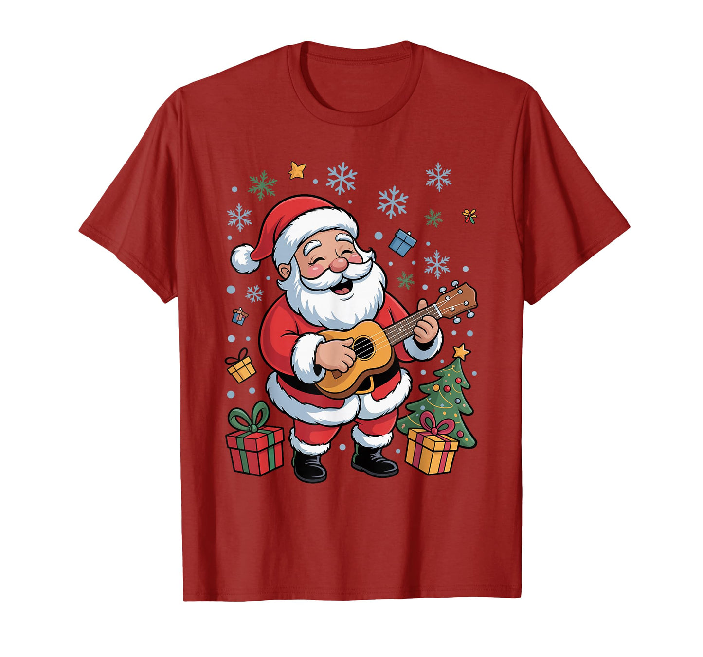 Santa Playing Christmas Funny Ukulele Holiday Xmas Pajama T-Shirt