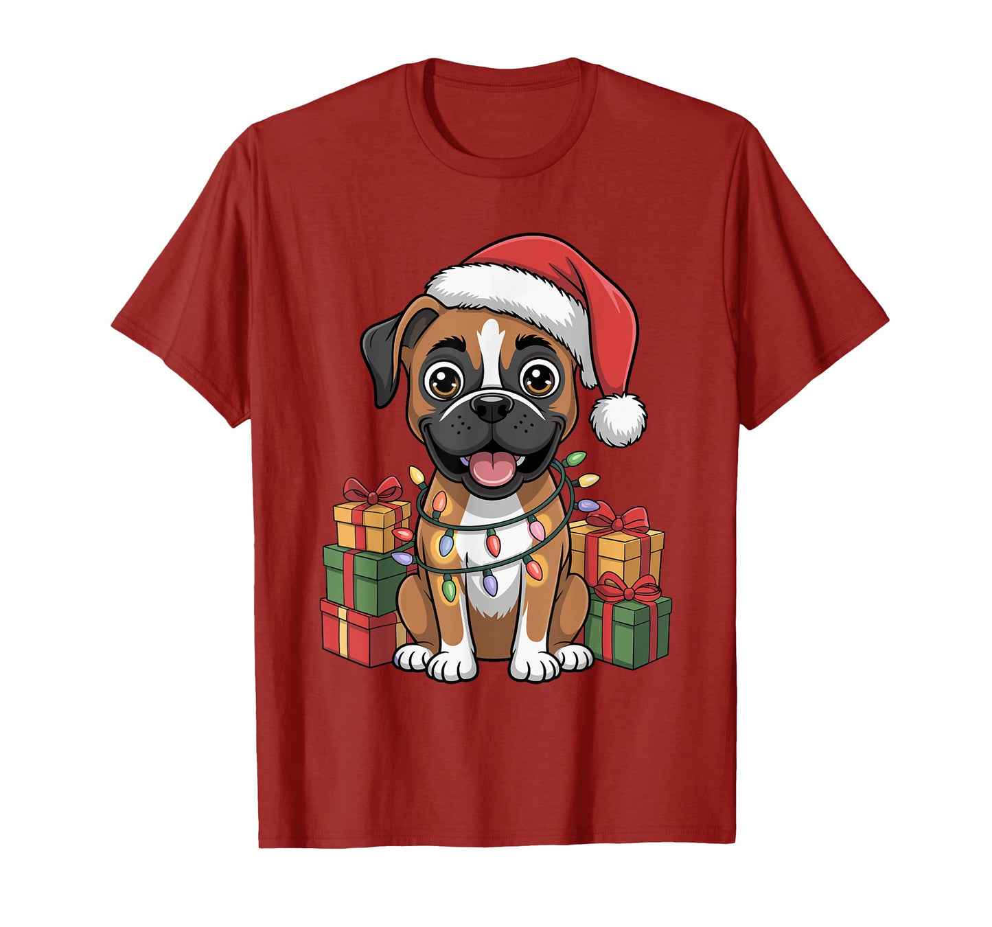 Cute Boxer Christmas Xmas Design Funny Dog Lover Holiday T-Shirt