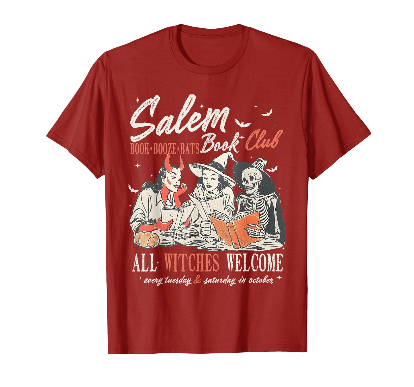 Vintage Salem Book Club Witchy Witch Spooky Season Halloween T-Shirt